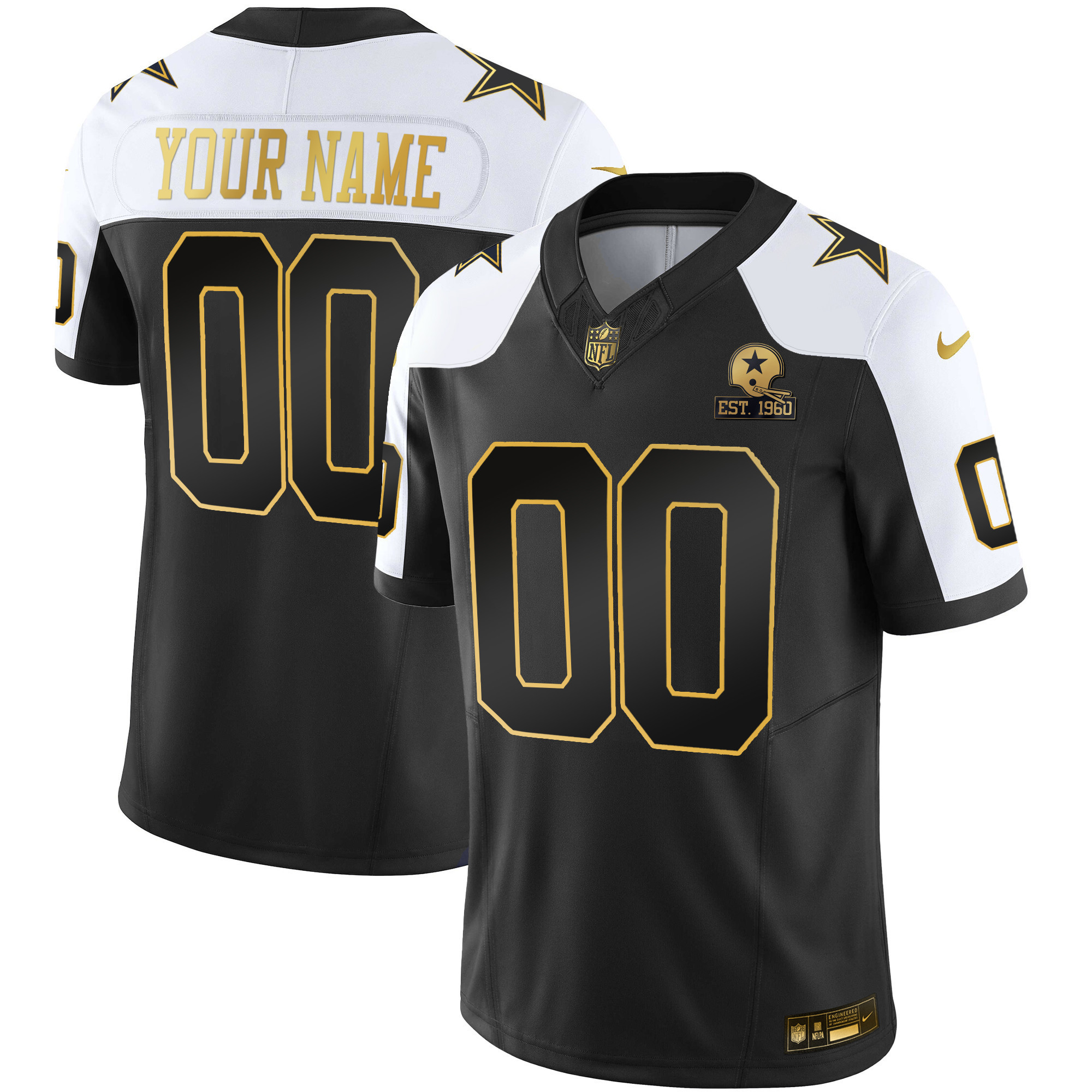 Dallas Cowboys Throwback Limited Vapor Custom 2004 Black Gold Jersey - All Stitched 
