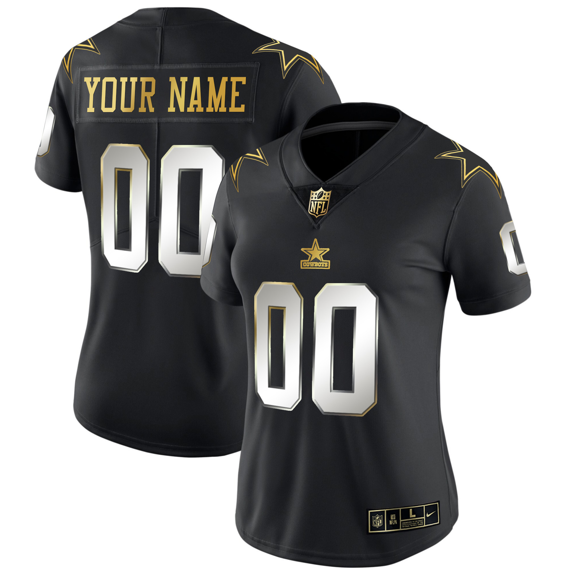 Dallas Cowboys Throwback Limited Vapor Custom Black Limited Jersey - All Stitched 