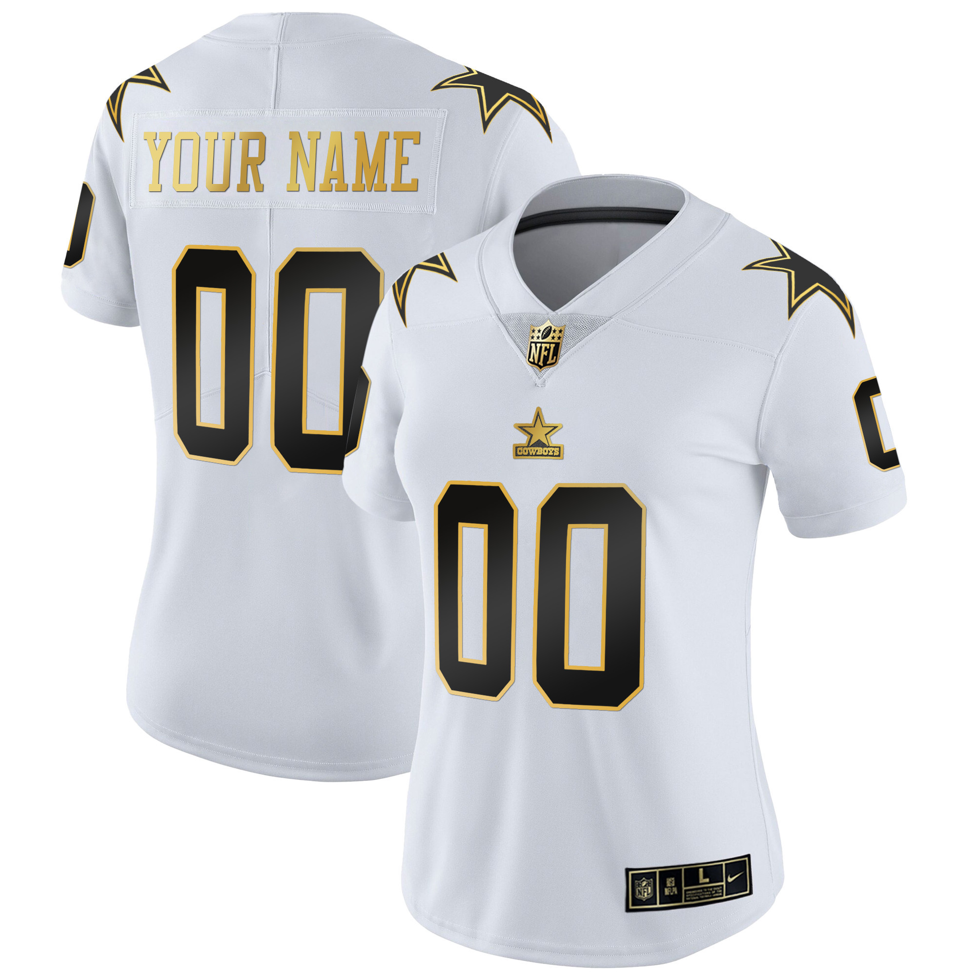 Dallas Cowboys Throwback Limited Vapor Custom White Gold Jersey - All Stitched 