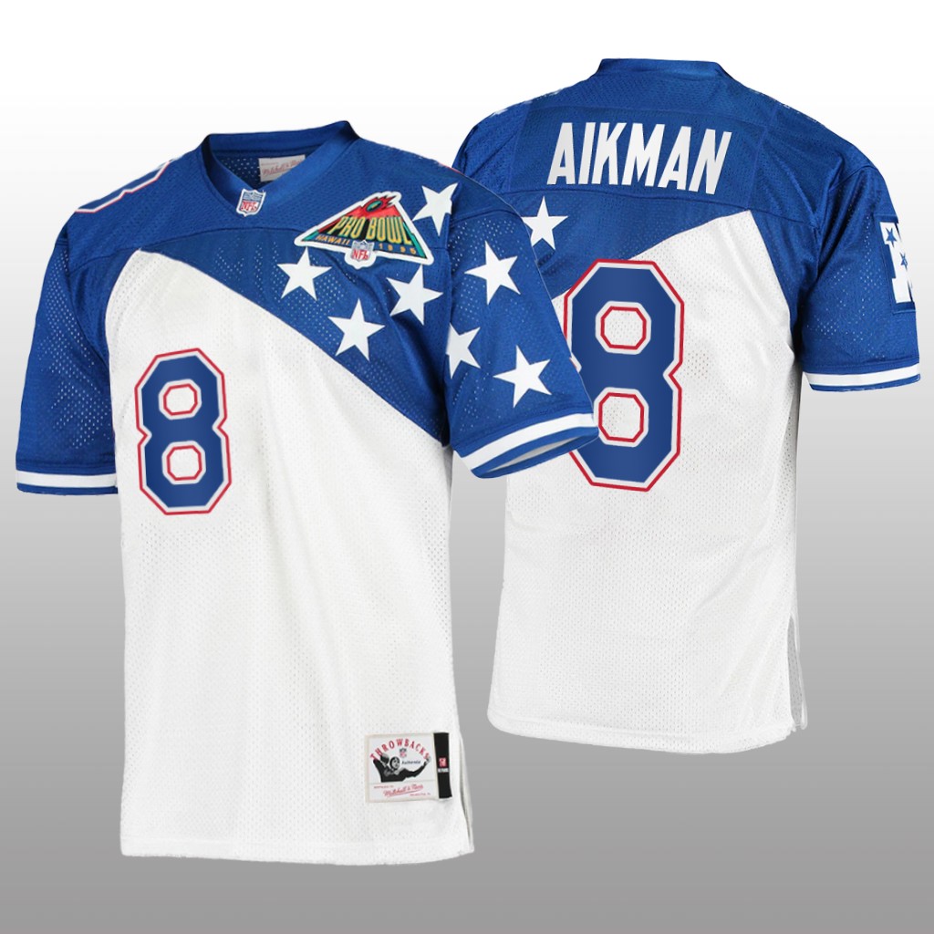 Dallas Cowboys Troy Aikman White Blue NFC Jersey 1994 Pro Bowl - Men's