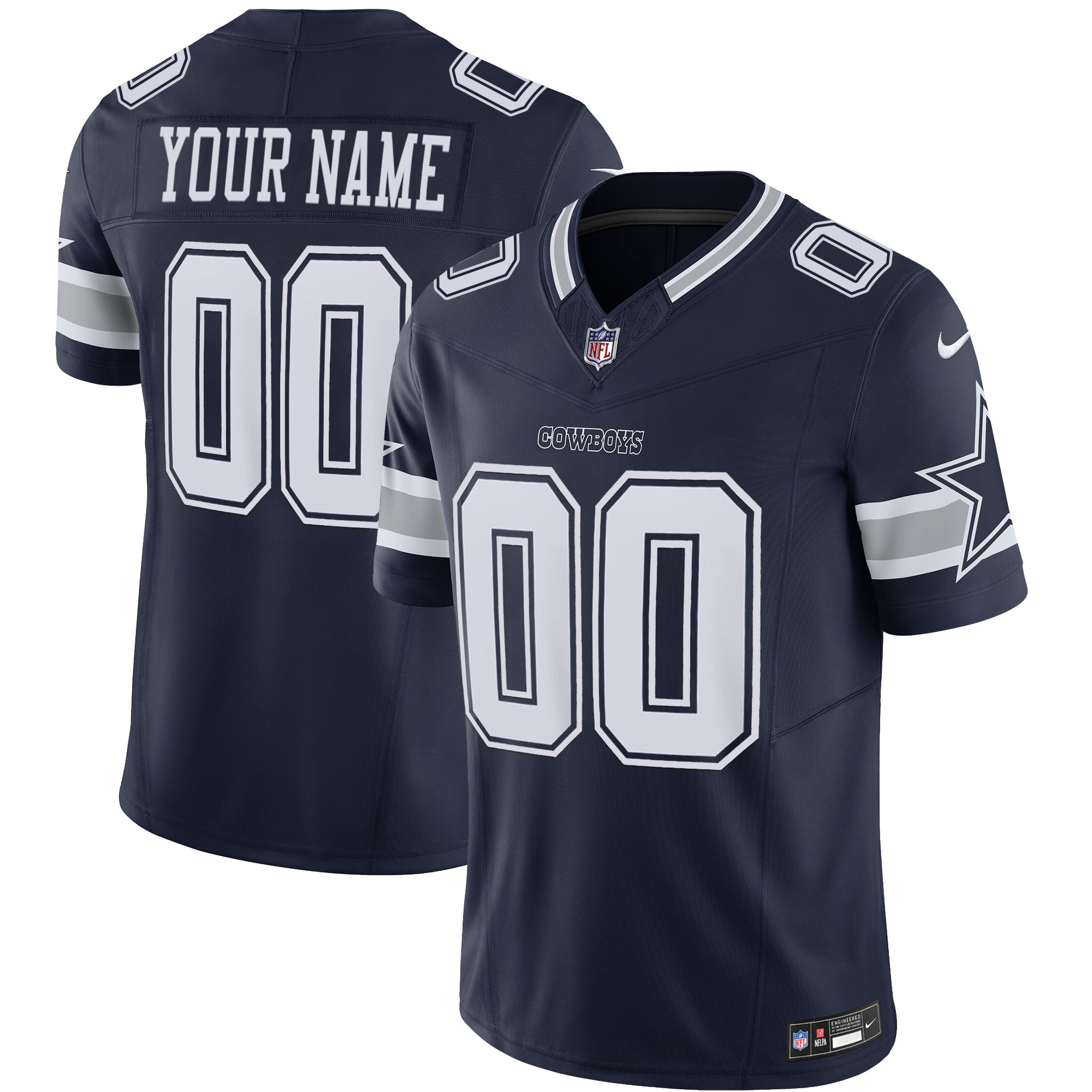Dallas Cowboys Vapor Limited Custom Navy Jersey - All Stitched 