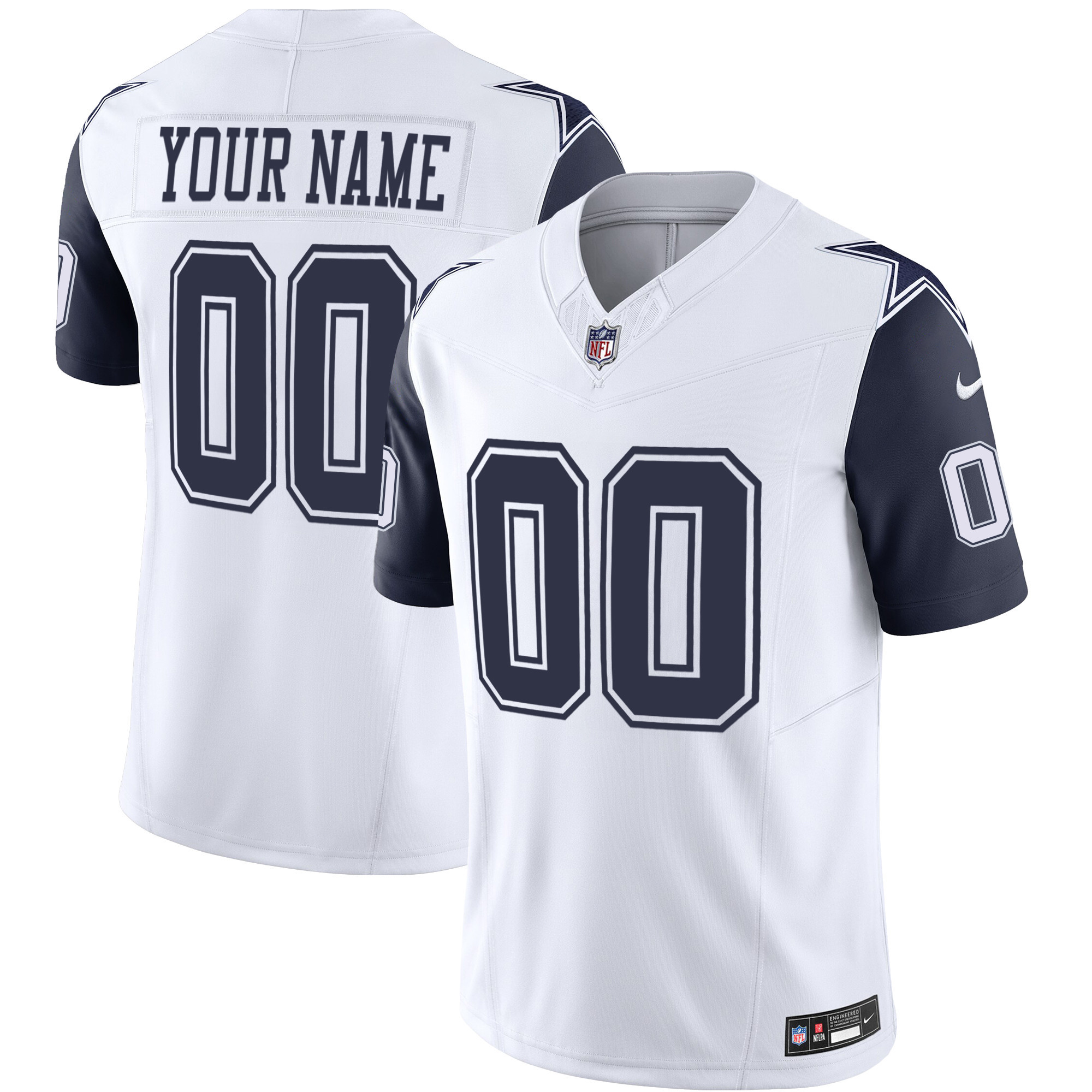 Dallas Cowboys Vapor Limited Custom Navy Sleeves Jersey - All Stitched 