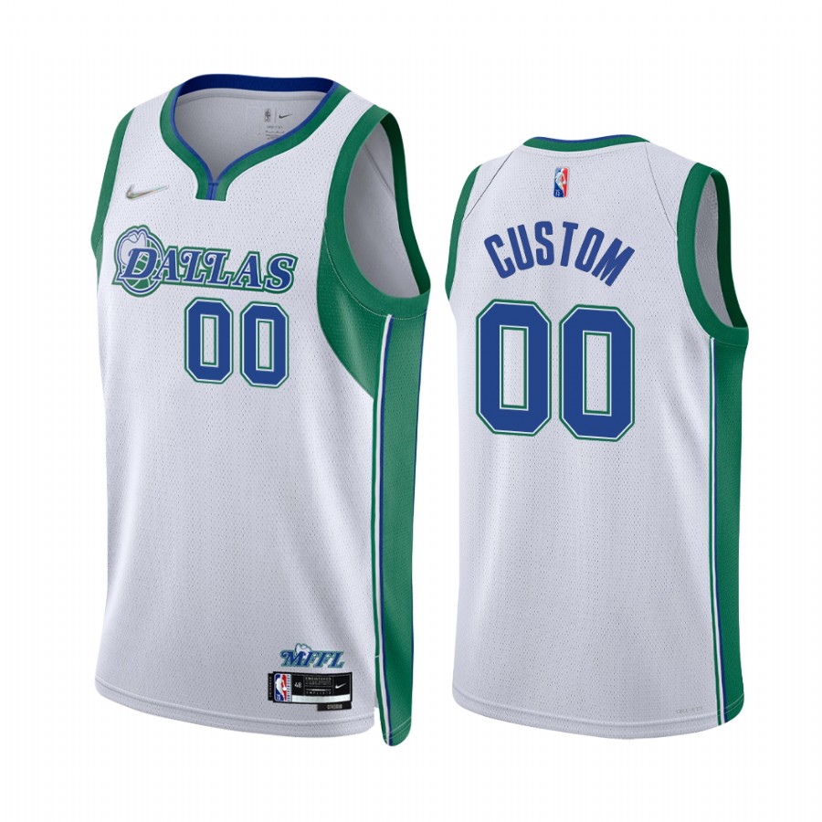 Dallas Mavericks Custom 2021-22 White City Edition Jersey Throwback