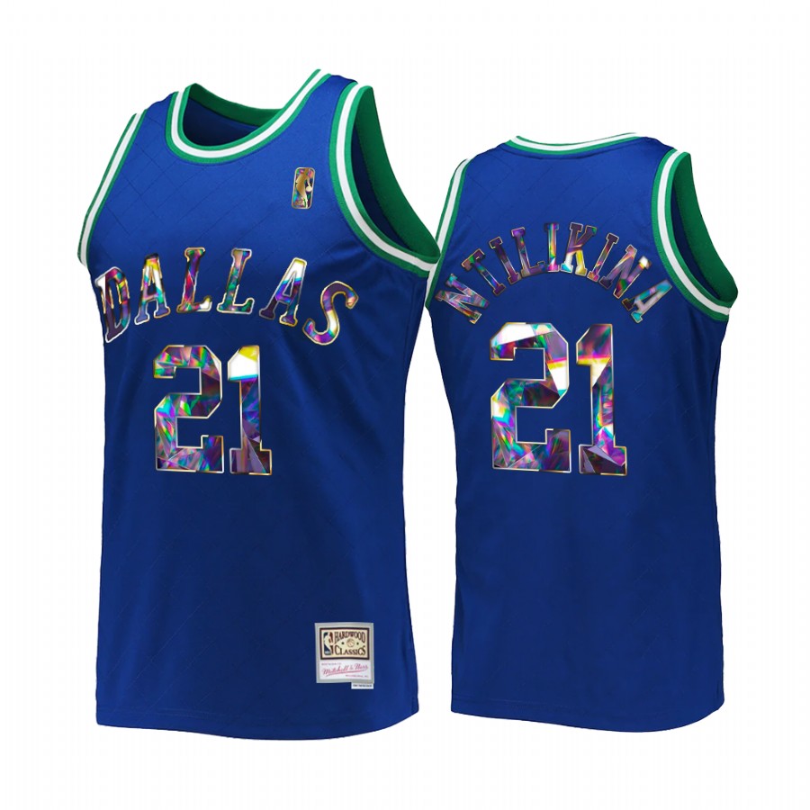 Dallas Mavericks Frank Ntilikina NBA 75th Anniversary Diamond #21 Blue Retro Jersey