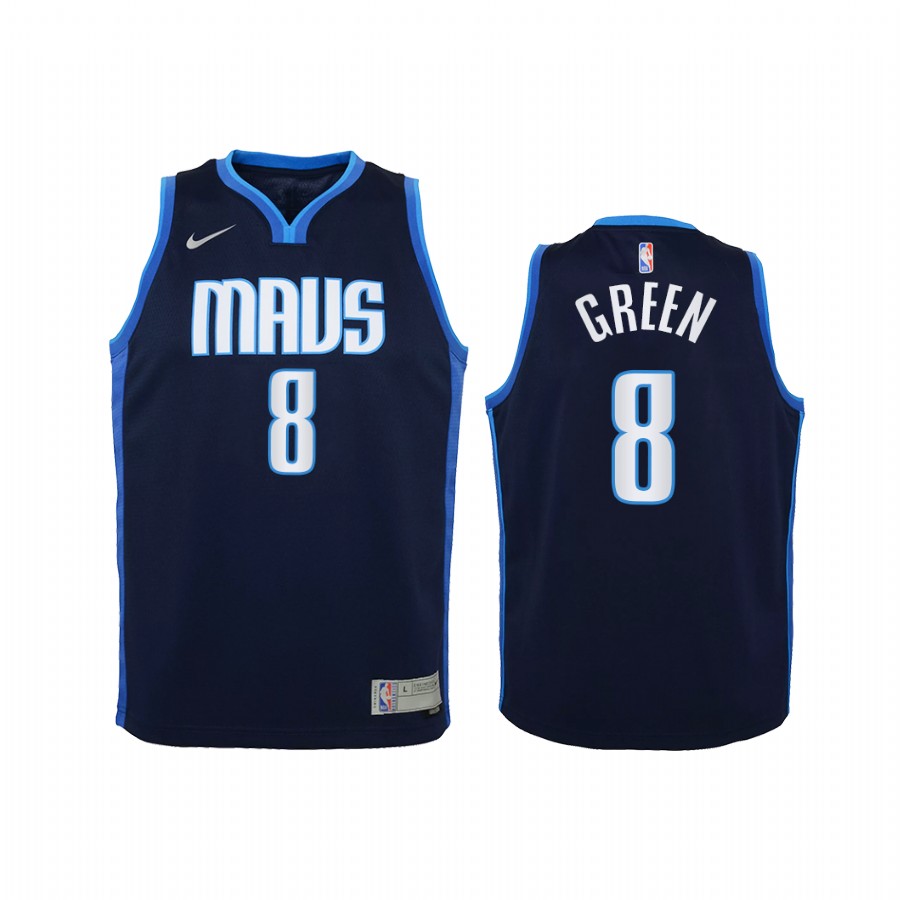 Dallas Mavericks Josh Green 2021 Earned Edition Navy Youth Jersey Swingman #8