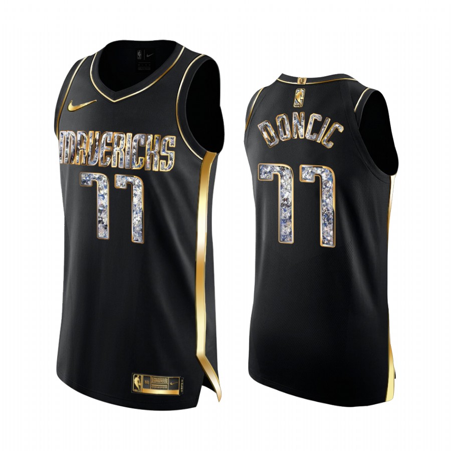 Dallas Mavericks Luka Doncic Black Diamond Edition Jersey 2022 NBA Playoffs #77