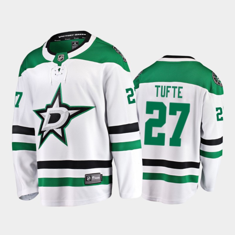 Dallas Stars #27 Riley Tufte White 2021-22 Away player Jersey