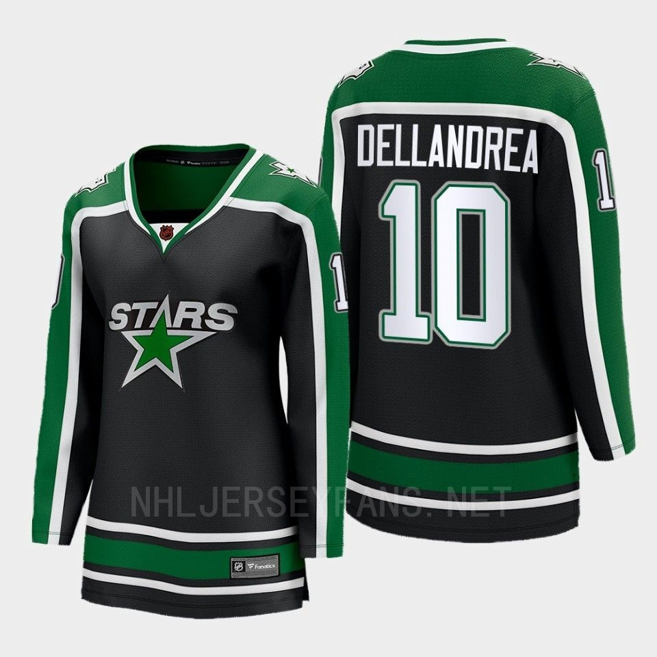Dallas Stars 10 Ty Dellandrea Reverse Retro Black Equipment Stitched Jersey, Women