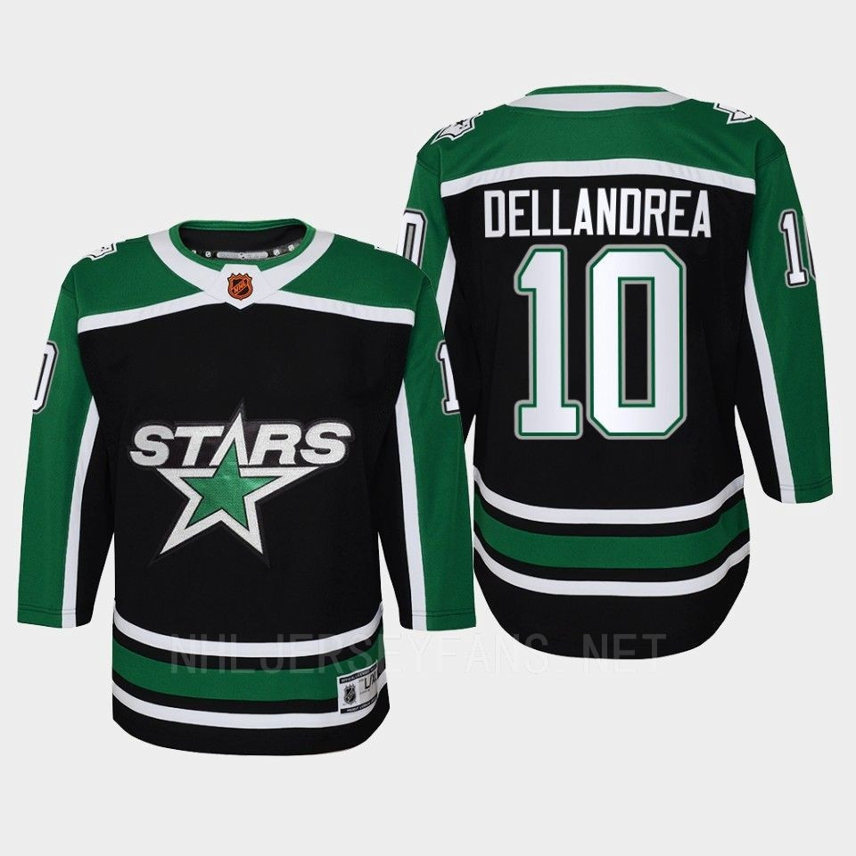 Dallas Stars 10 Ty Dellandrea Reverse Retro Black Equipment Stitched Jersey, Youth