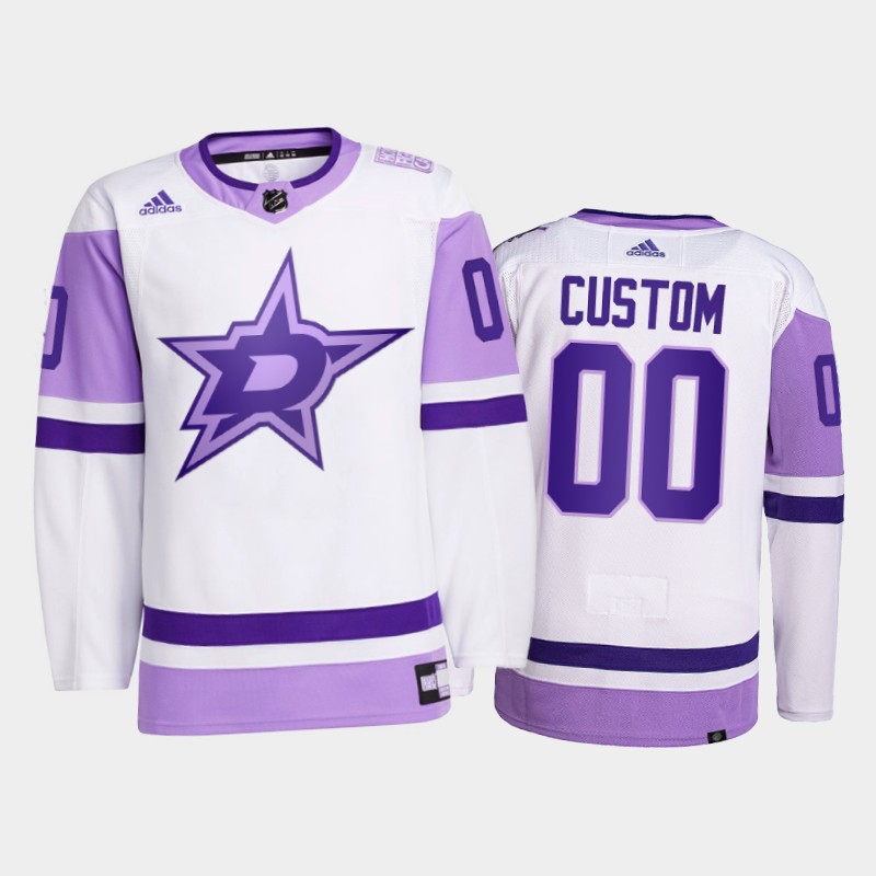 Dallas Stars 2021 FightsCancer Custom White #00 Primegreen Jersey