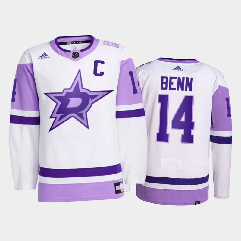 Dallas Stars 2021 FightsCancer Jamie Benn White #14 Primegreen Jersey