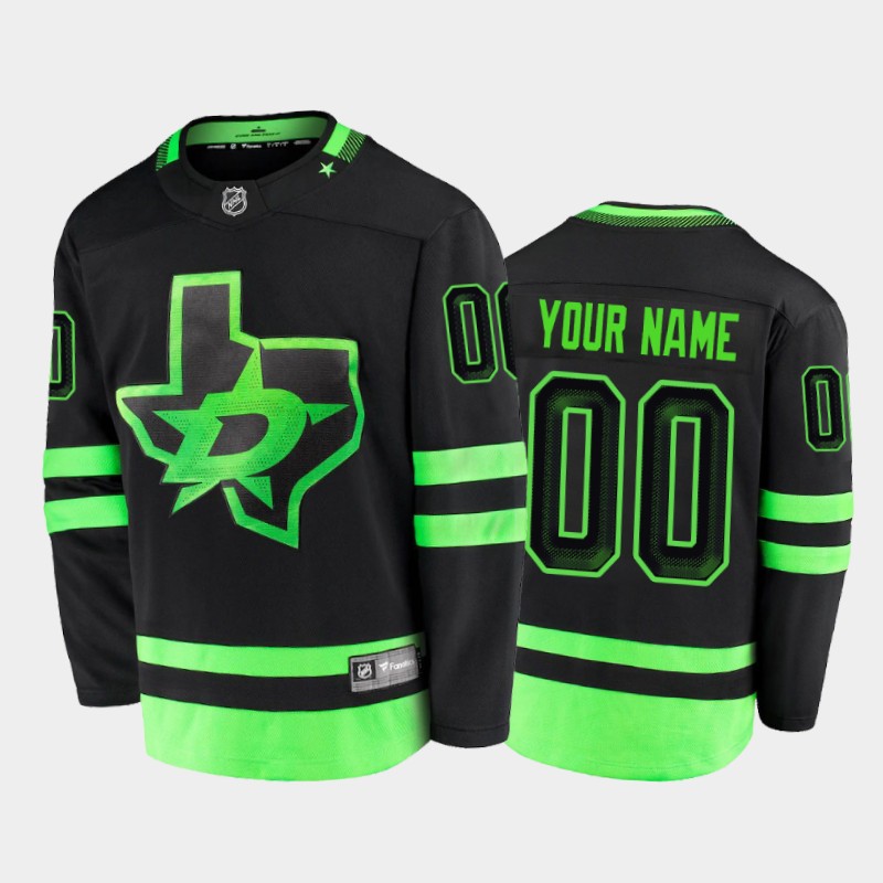 Dallas Stars Custom #00 Alternate Black 2020-21 Blackout Jersey