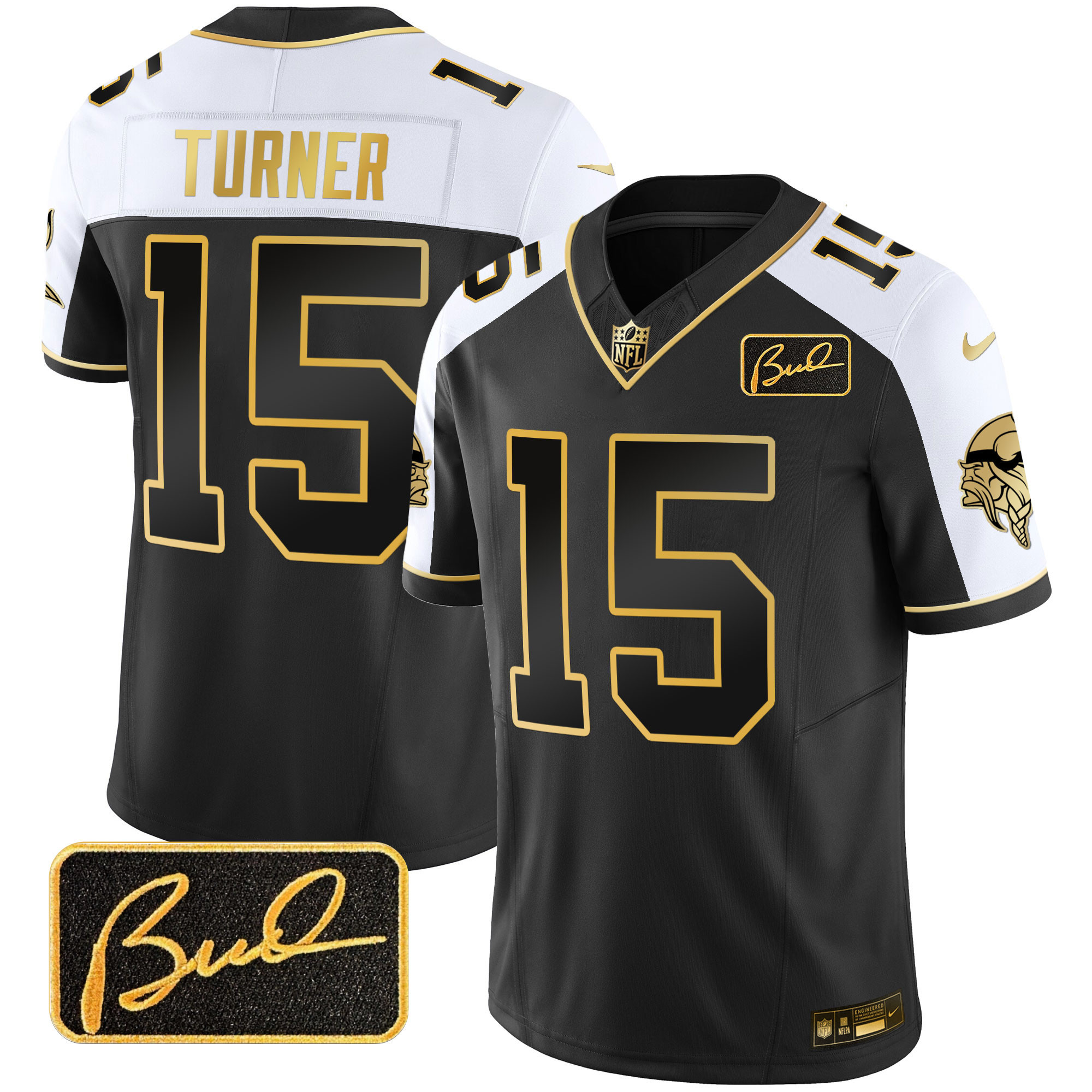 Dallas Turner Men's Minnesota Vikings Bud Grant Patch Gold Limited V2 Alternate Jersey - All Stitched