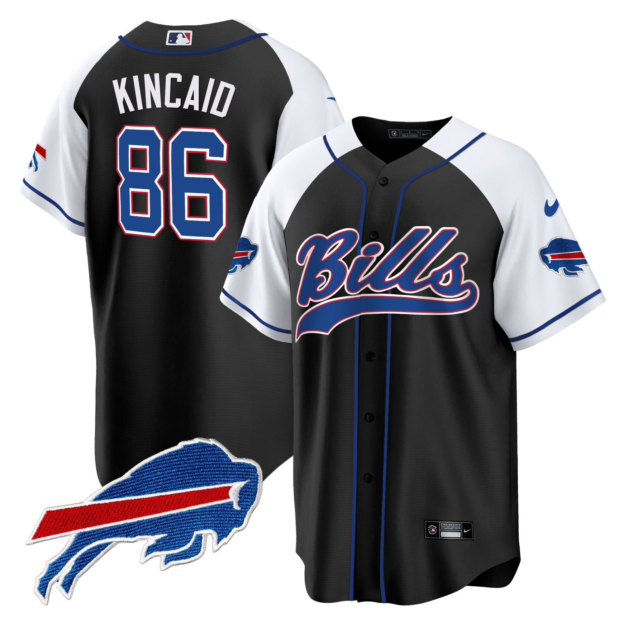 Dalton Kincaid Men's Buffalo Bills Baseball Black Alternate Jersey - All Stitched 