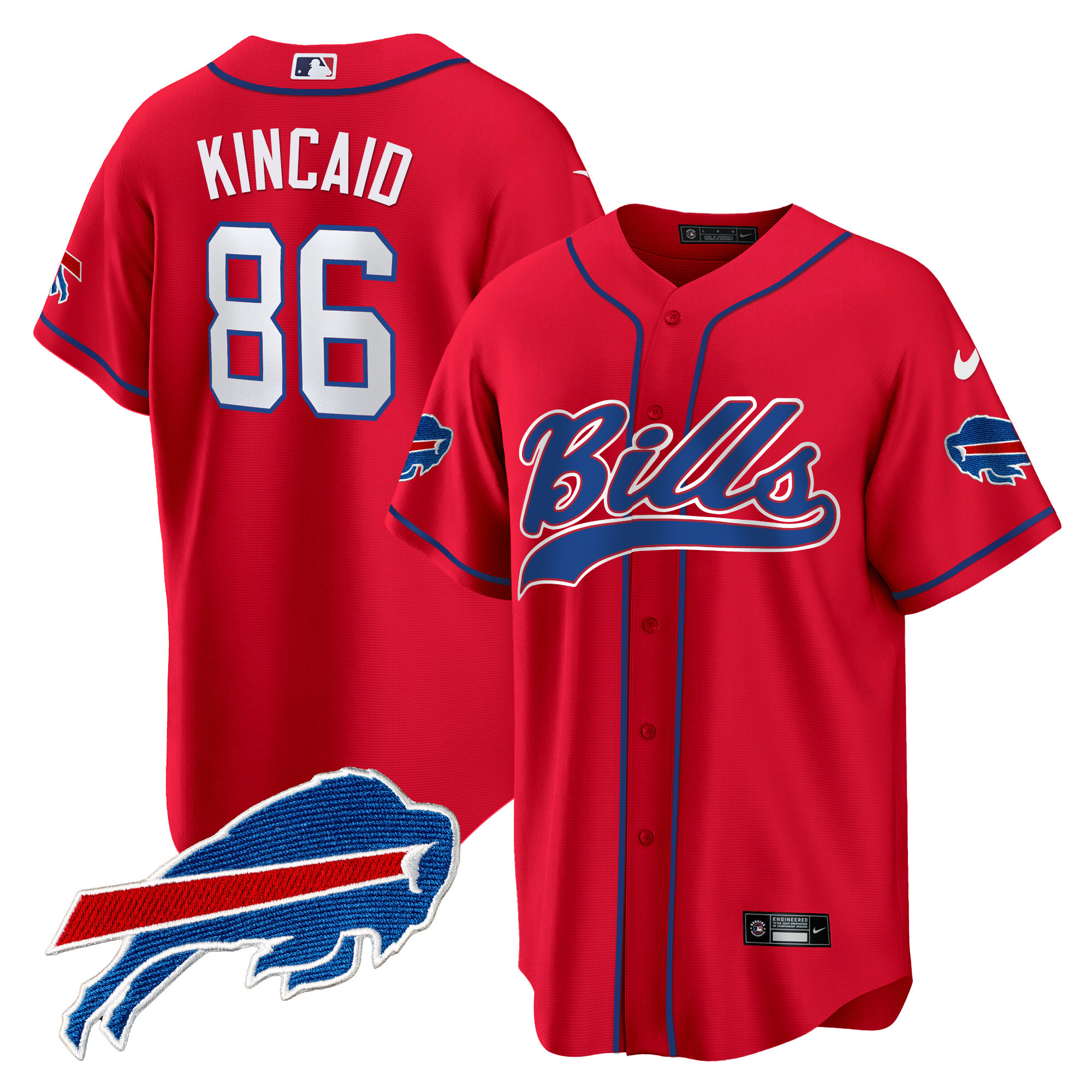 Dalton Kincaid Men's Buffalo Bills Baseball Red Jersey - All Stitched 