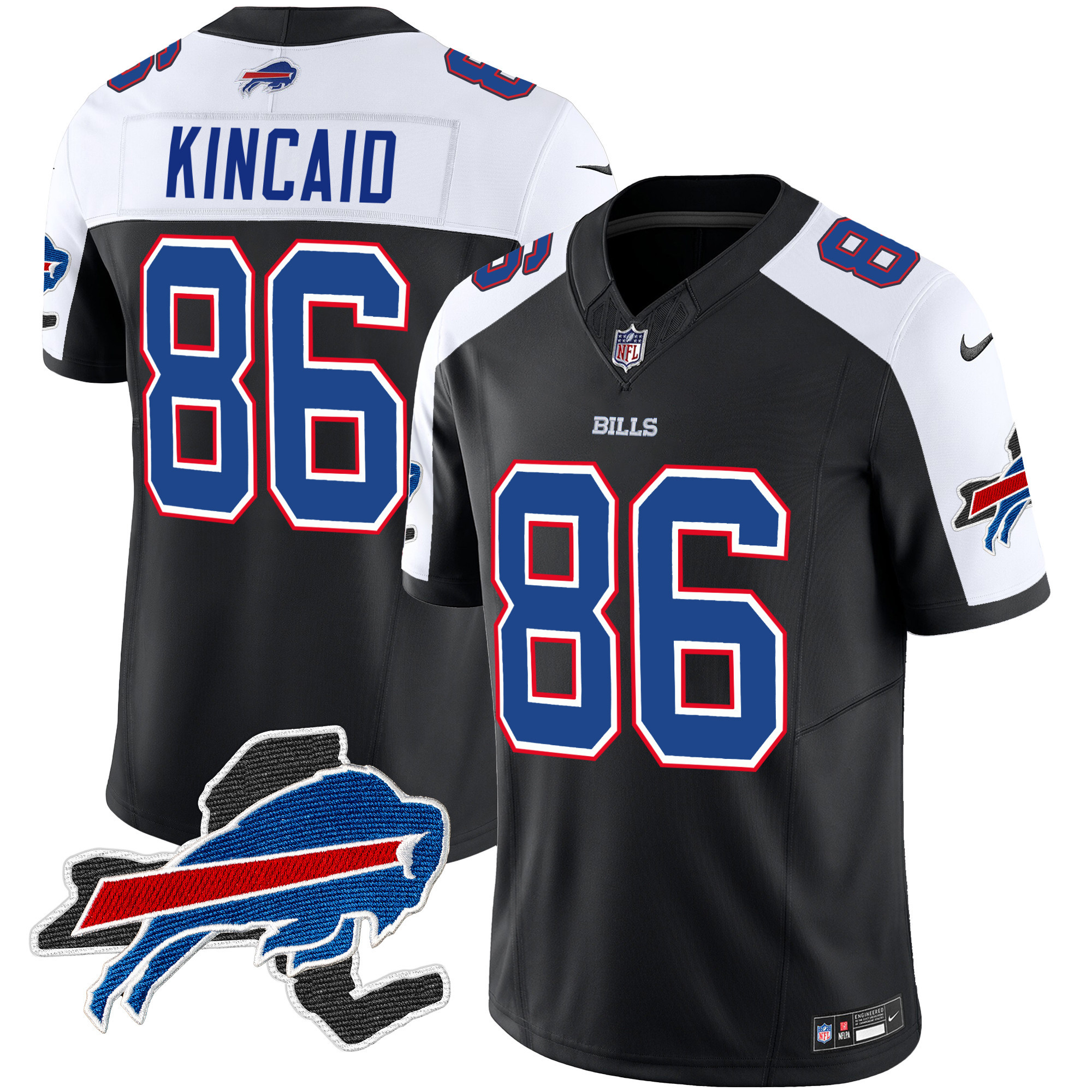 Dalton Kincaid Men's Buffalo Bills New York Patch Vapor Limited Black Alternate Jersey - All Stitched 