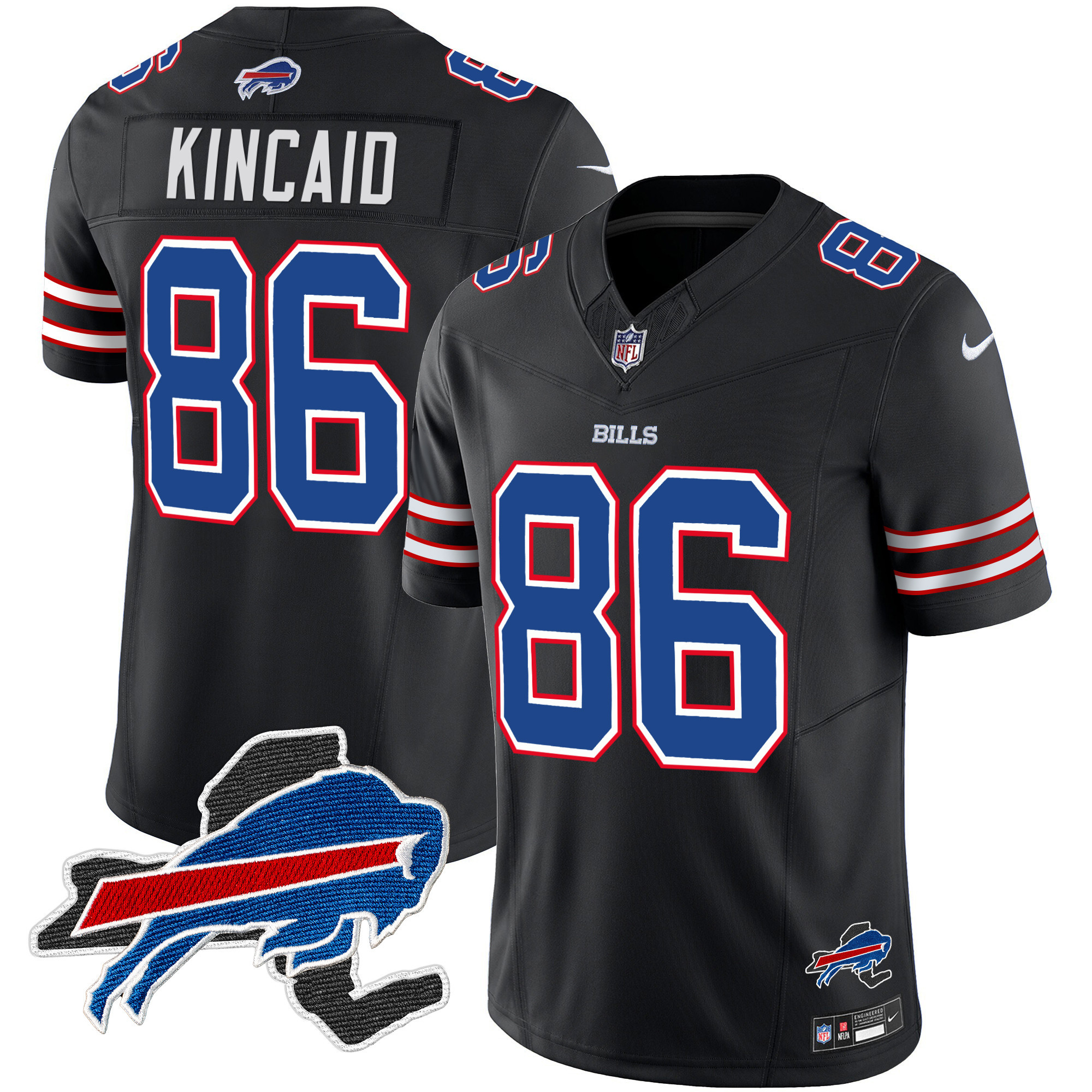 Dalton Kincaid Men's Buffalo Bills New York Patch Vapor Limited Black Jersey - All Stitched 
