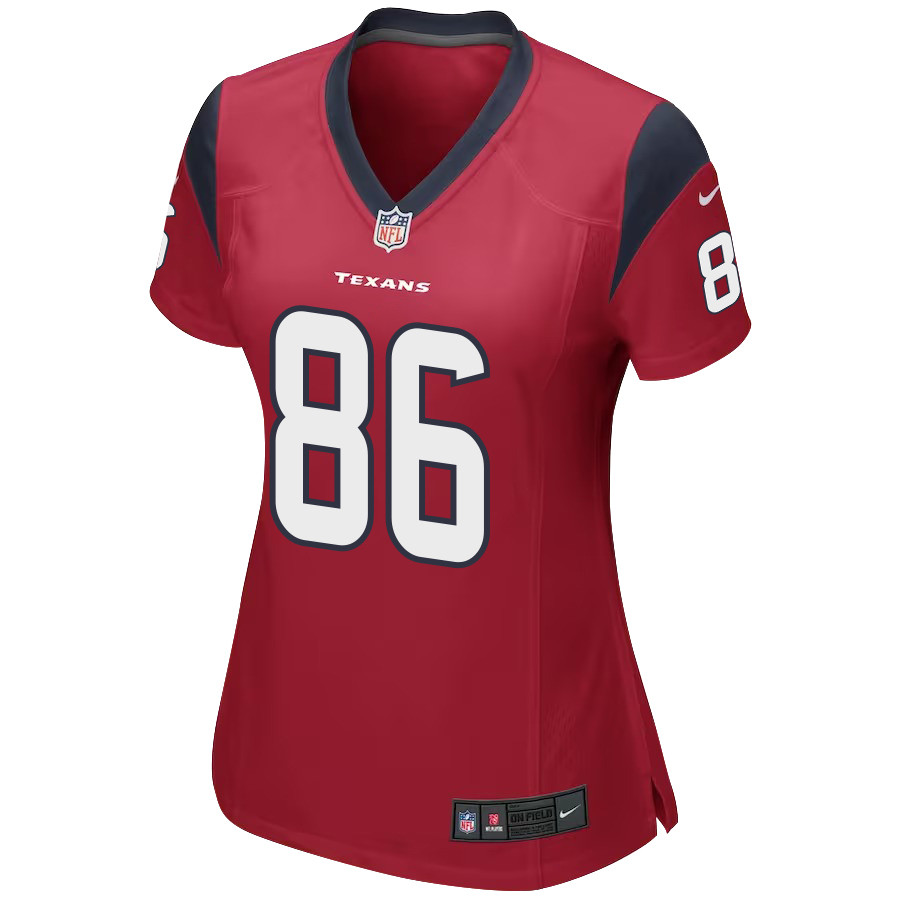 Dalton Schultz 86 Houston Texans Alternate Game Women Stitched Jersey – Red