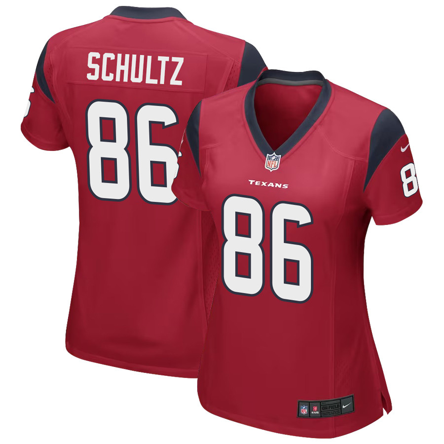 Dalton Schultz 86 Houston Texans Alternate Game Women Stitched Jersey – Red
