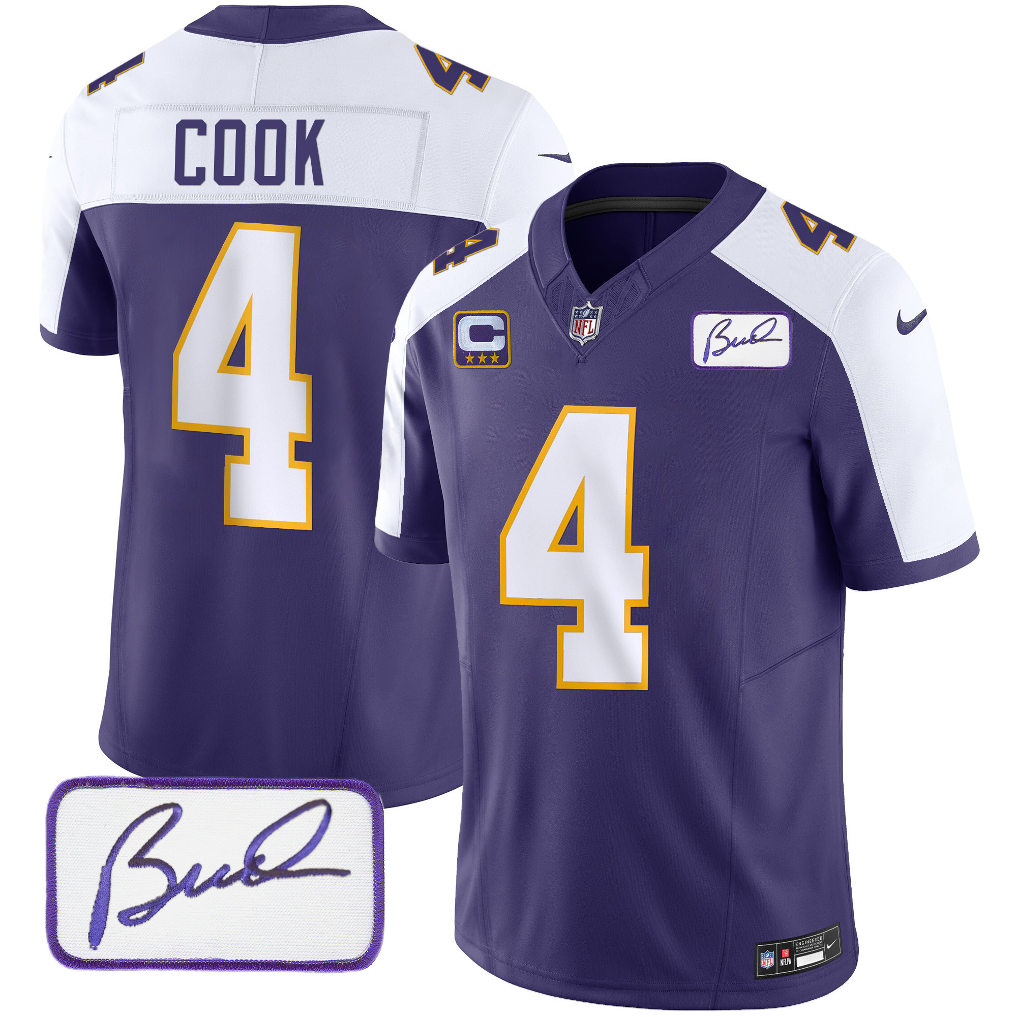 Dalvin Cook Men's Minnesota Vikings Bud Grant Patch Classic Limited Alternate Jersey - All Stitched