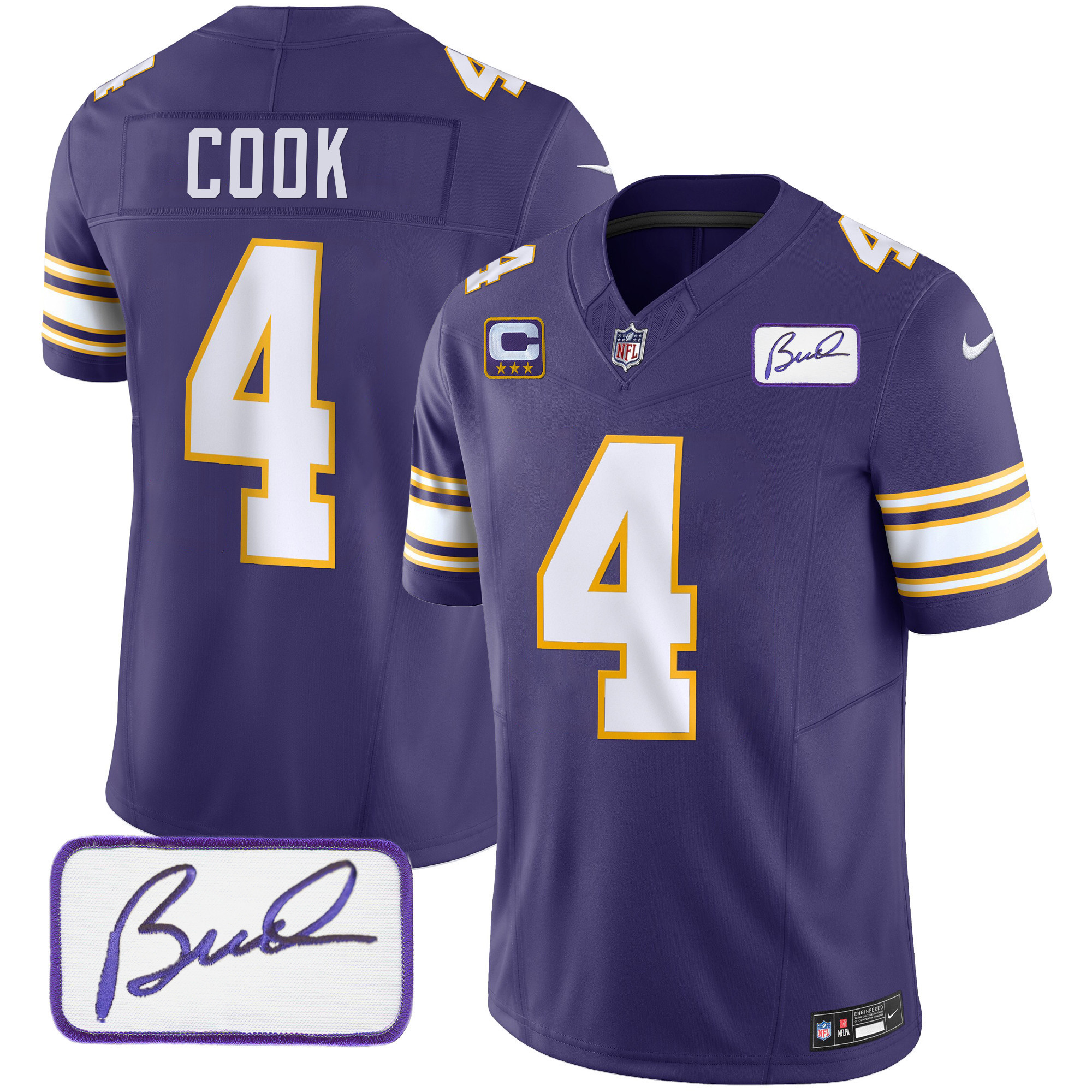 Dalvin Cook Men's Minnesota Vikings Bud Grant Patch Classic Limited Purple Jersey - All Stitched