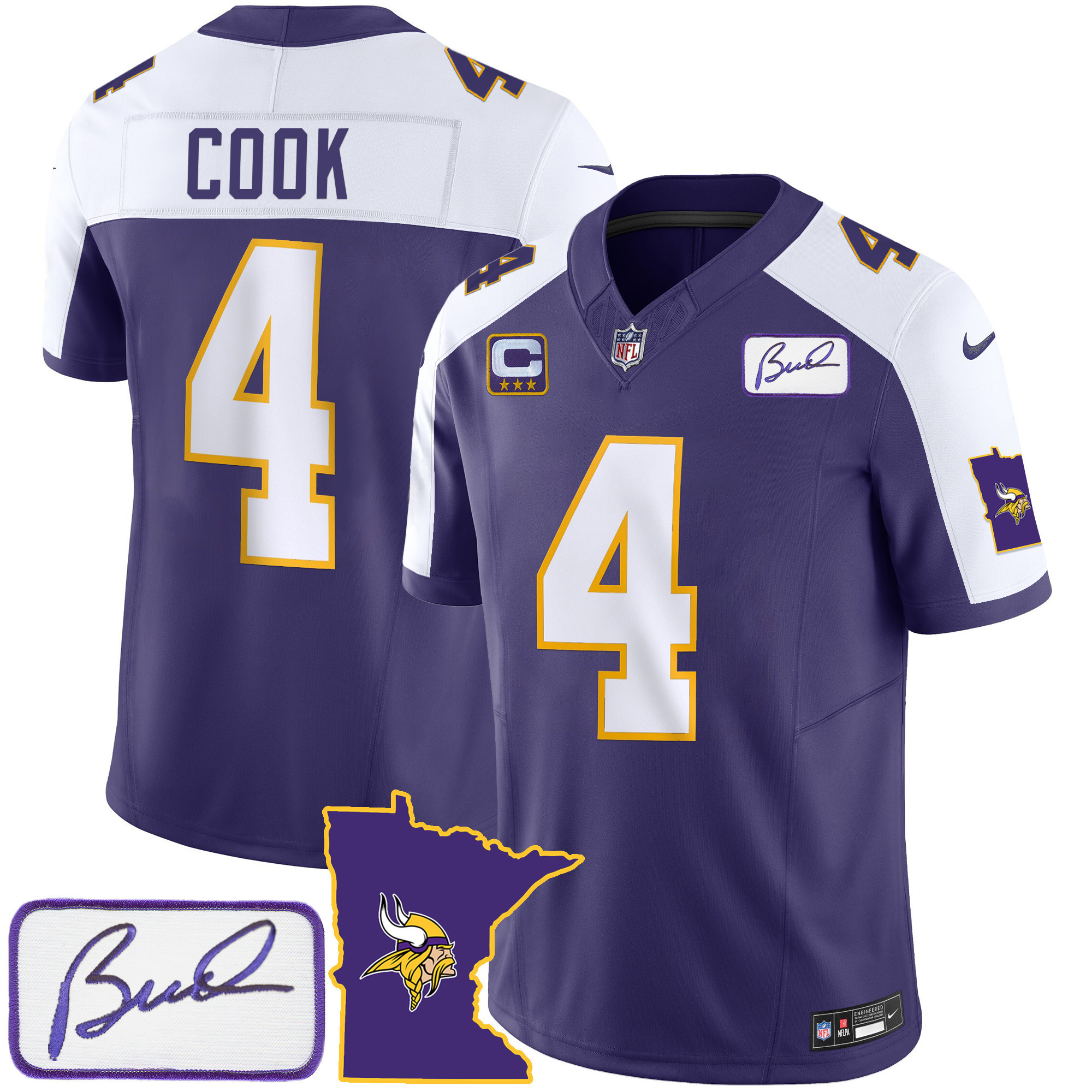 Dalvin Cook Men's Minnesota Vikings Bud Grant Patch Classic Limited V2 Alternate Jersey - All Stitched