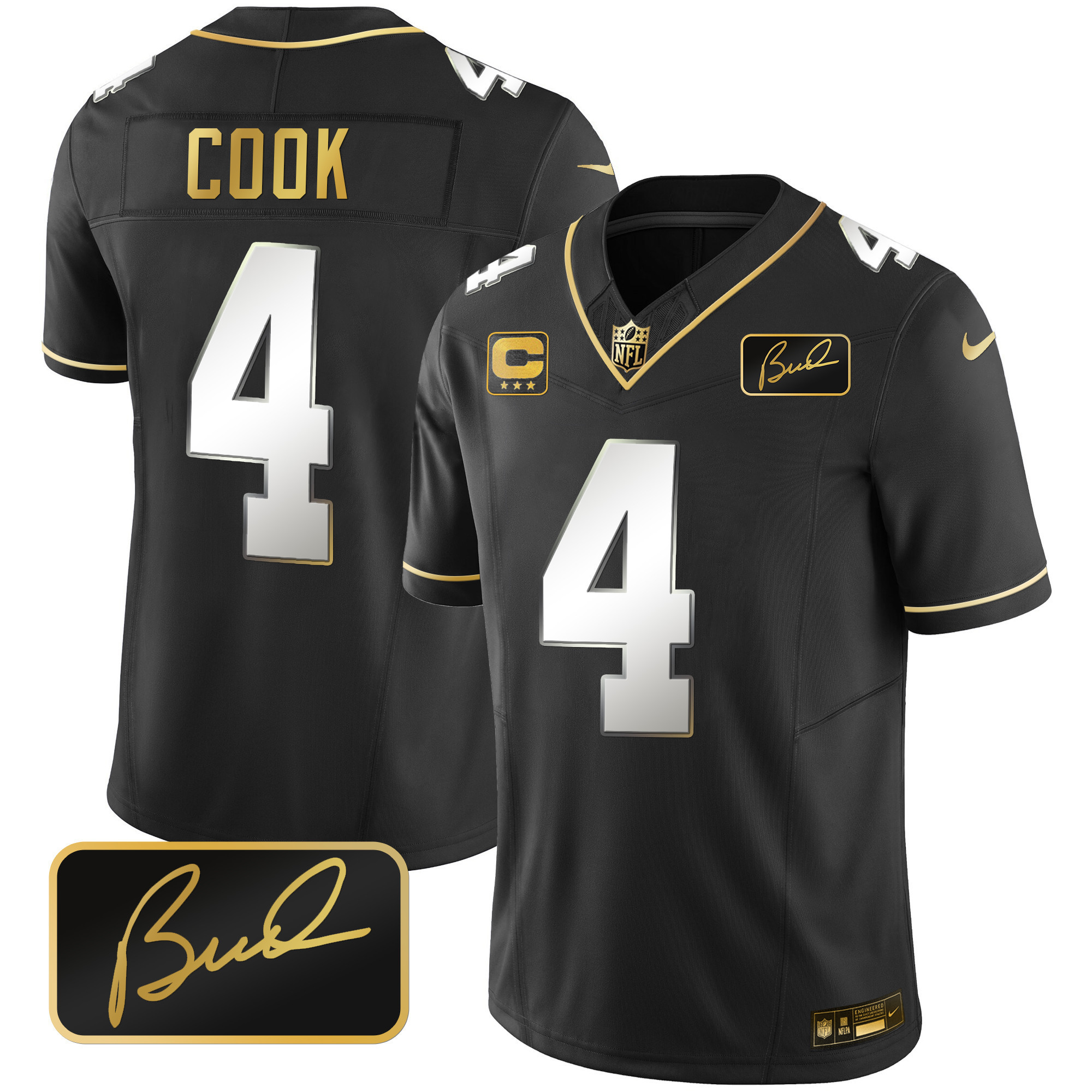 Dalvin Cook Men's Minnesota Vikings Bud Grant Patch Gold Limited Black Limited Jersey - All Stitched