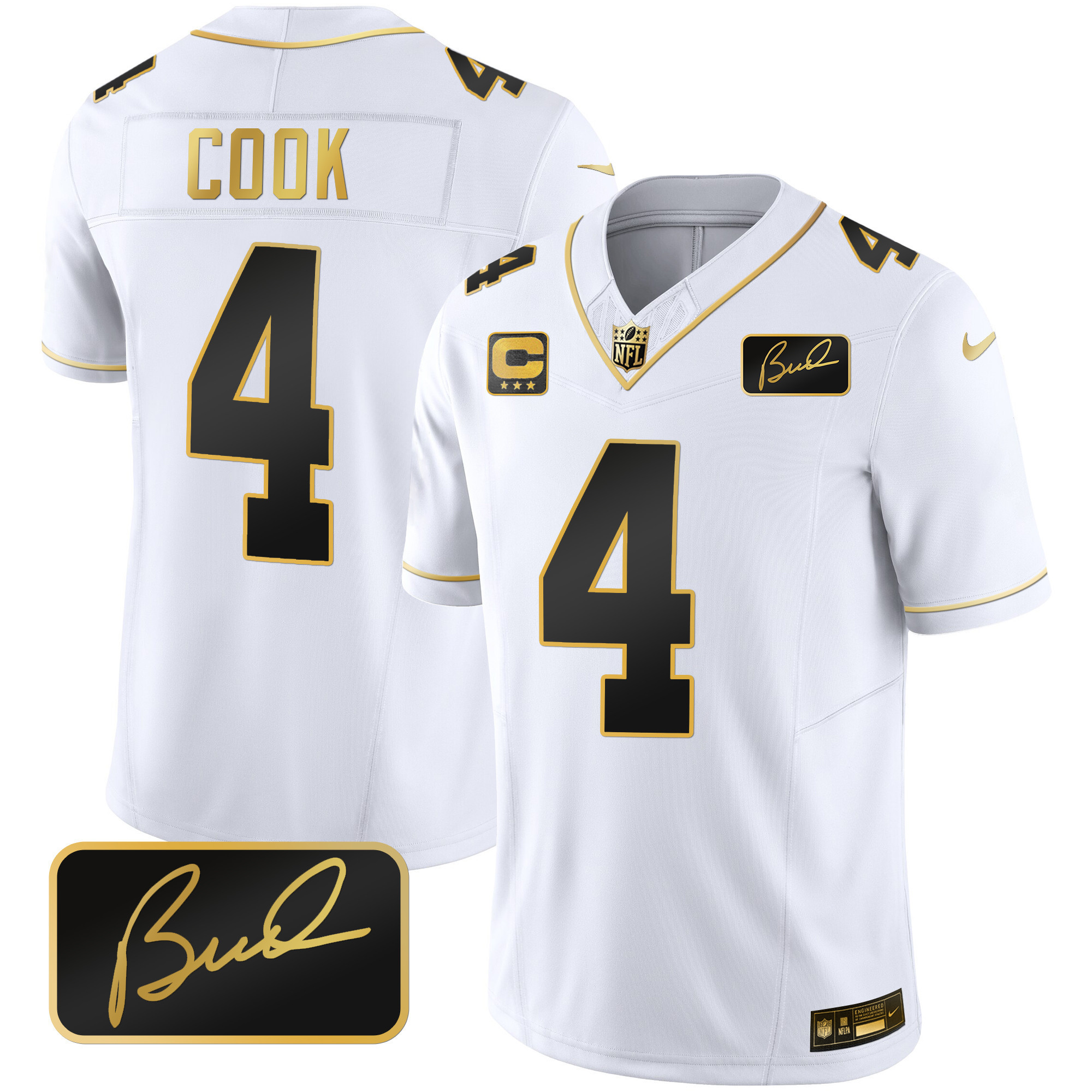 Dalvin Cook Men's Minnesota Vikings Bud Grant Patch Gold Limited White Gold Jersey - All Stitched