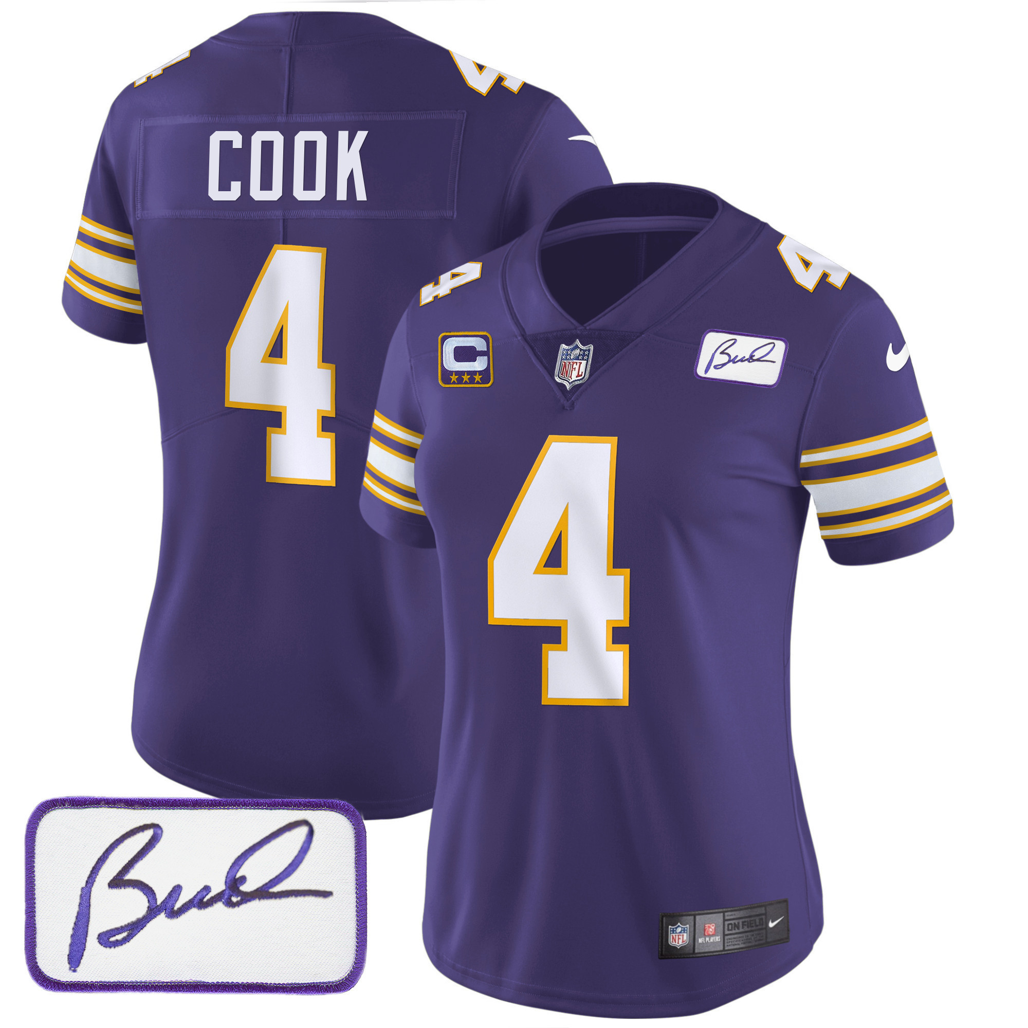 Dalvin Cook Women's Minnesota Vikings Bud Grant Patch Classic Limited Purple Jersey - All Stitched