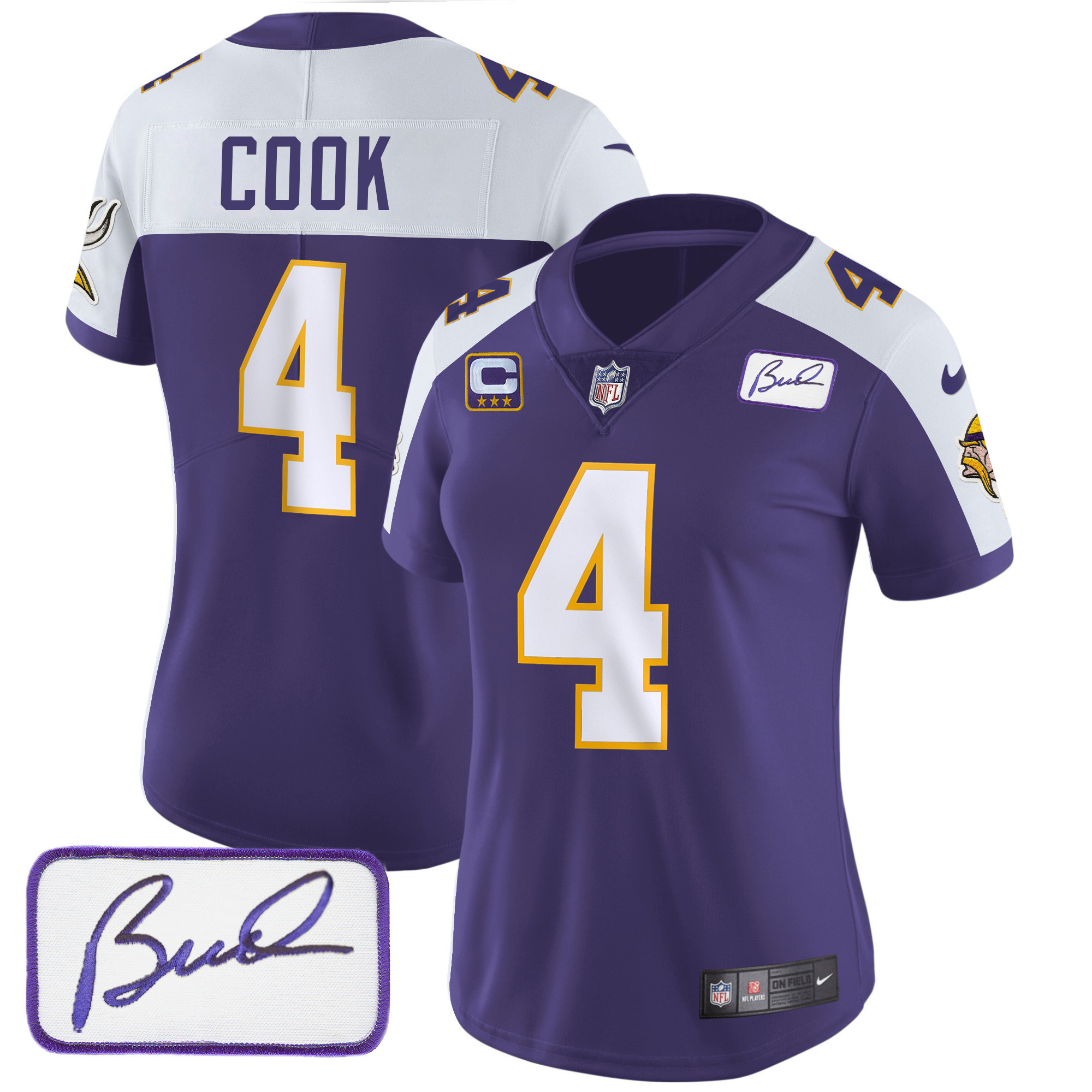 Dalvin Cook Women's Minnesota Vikings Bud Grant Patch Classic Limited V3 Purple Alternate Jersey - All Stitched
