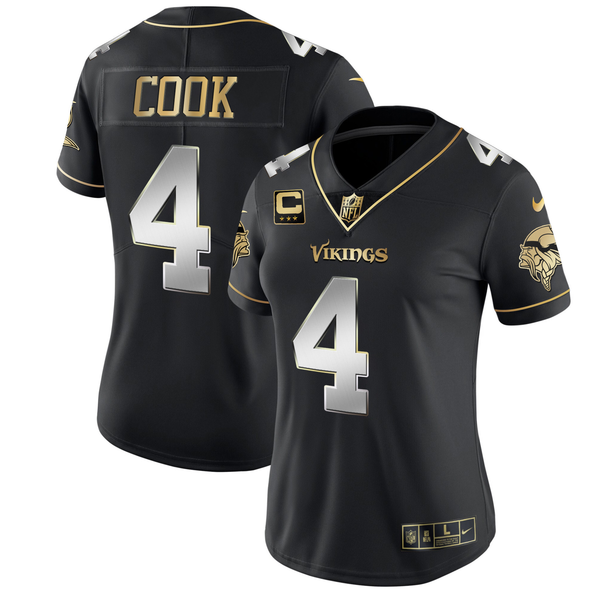 Dalvin Cook Women's Minnesota Vikings White Gold & Black Gold Black Limited Jersey - All Stitched
