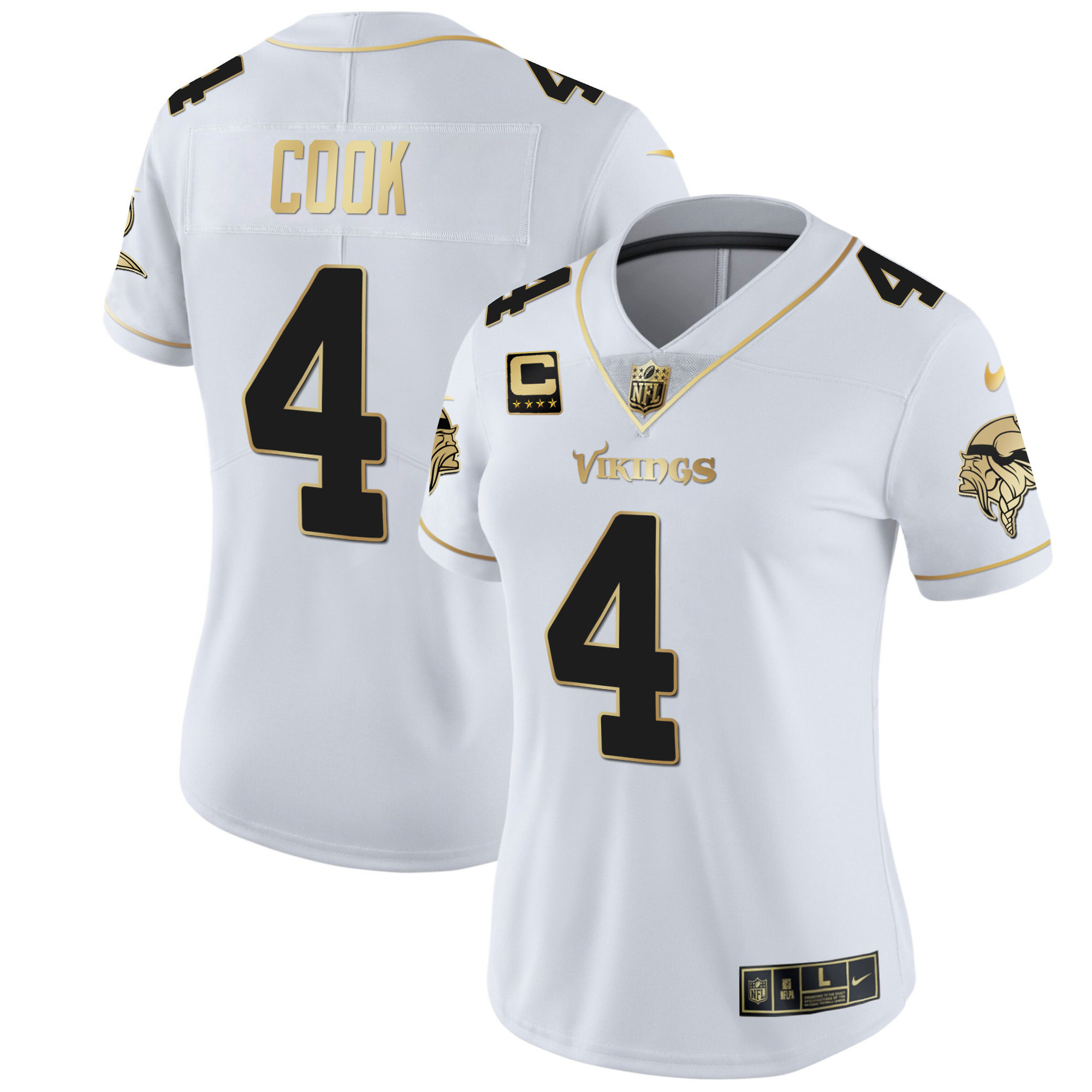 Dalvin Cook Women's Minnesota Vikings White Gold & Black Gold Jersey - All Stitched