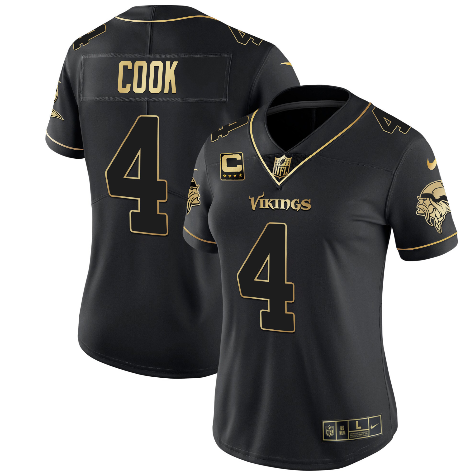 Dalvin Cook Women's Minnesota Vikings White Gold & Black Gold Jersey - All Stitched