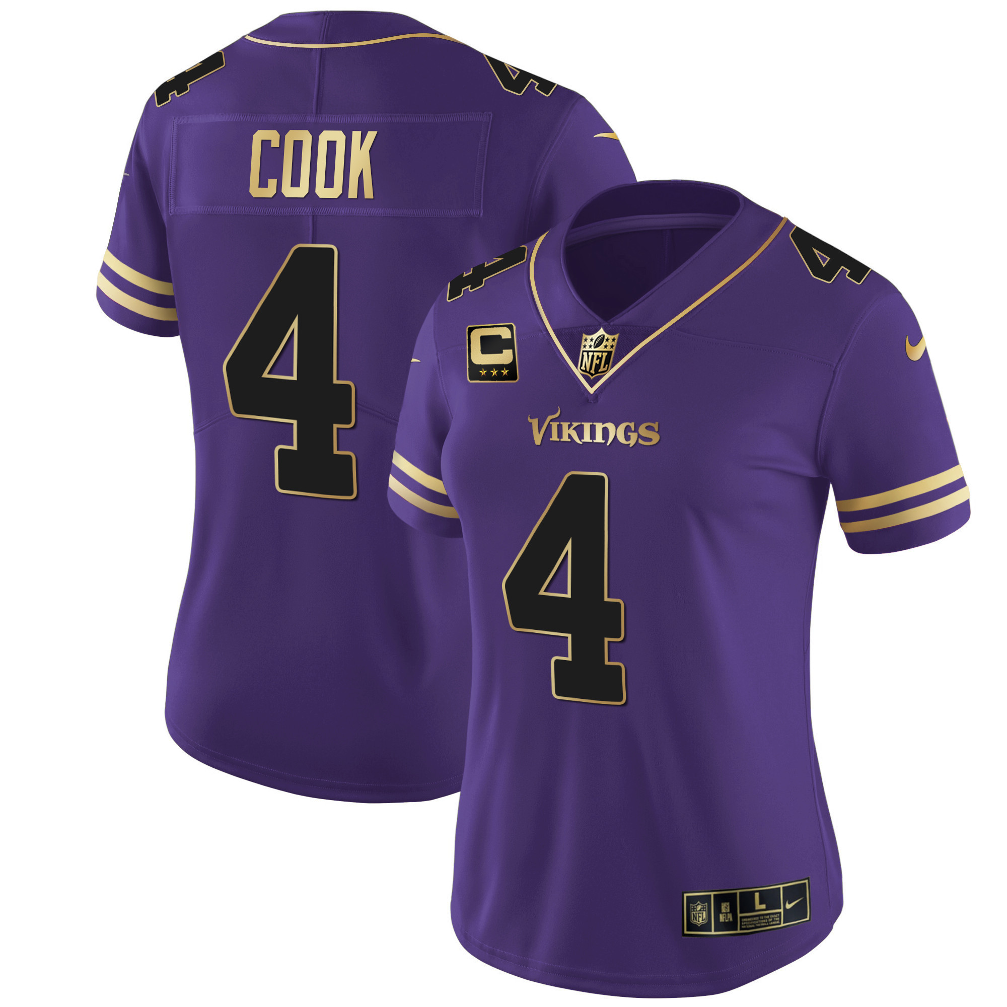 Dalvin Cook Women's Minnesota Vikings White Gold & Black Gold Purple Gold Jersey - All Stitched