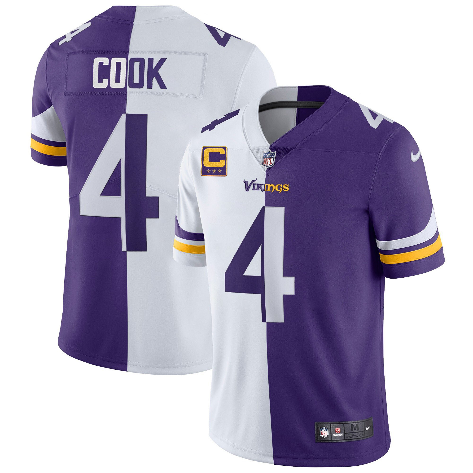 Dalvin Cook Youth's Minnesota Vikings White Gold & Black Gold Split Jersey - All Stitched