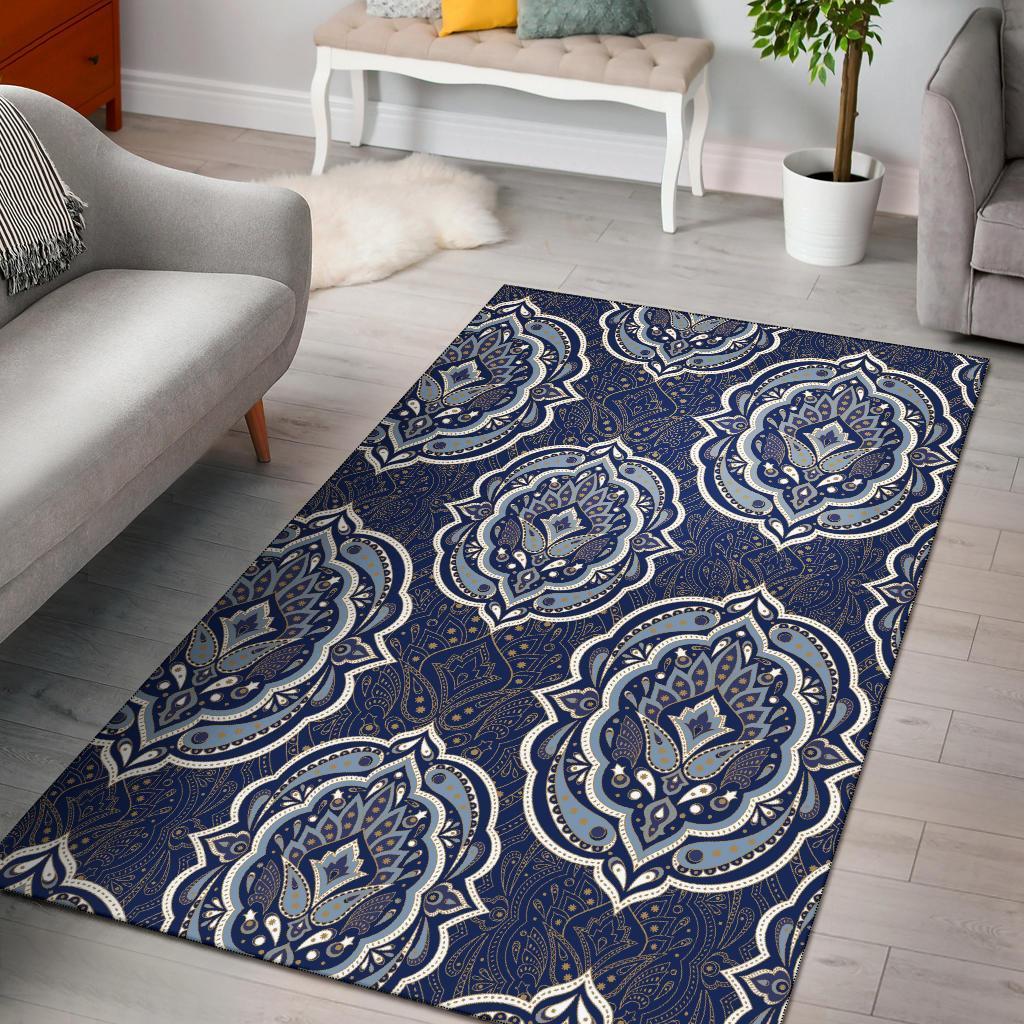 Damask Print Pattern Area Limited Edition Rectangle Rug