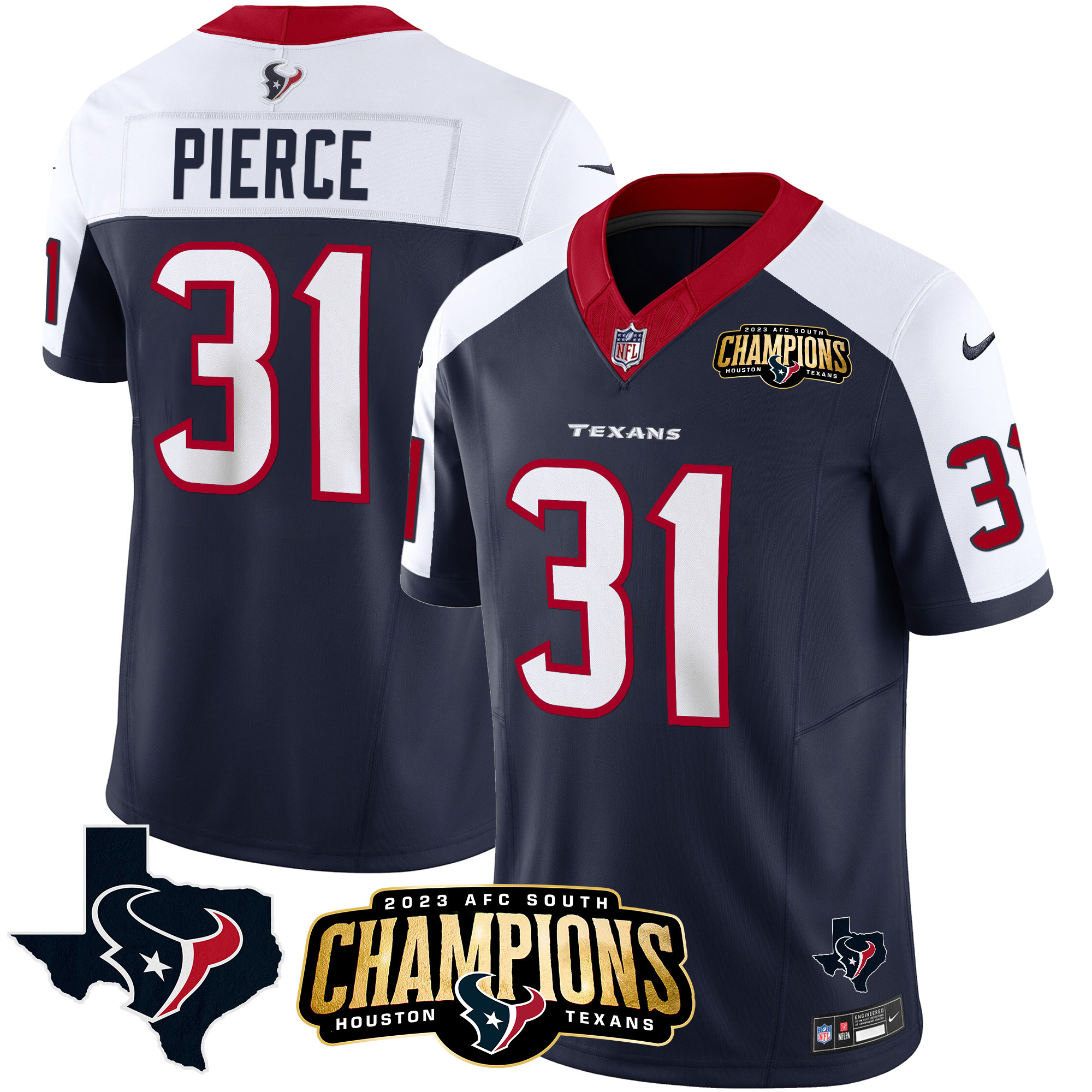 Dameon Pierce Men's Houston Texans 2023 AFC South Champions Patch Vapor Alternate Jersey - All Stitched 