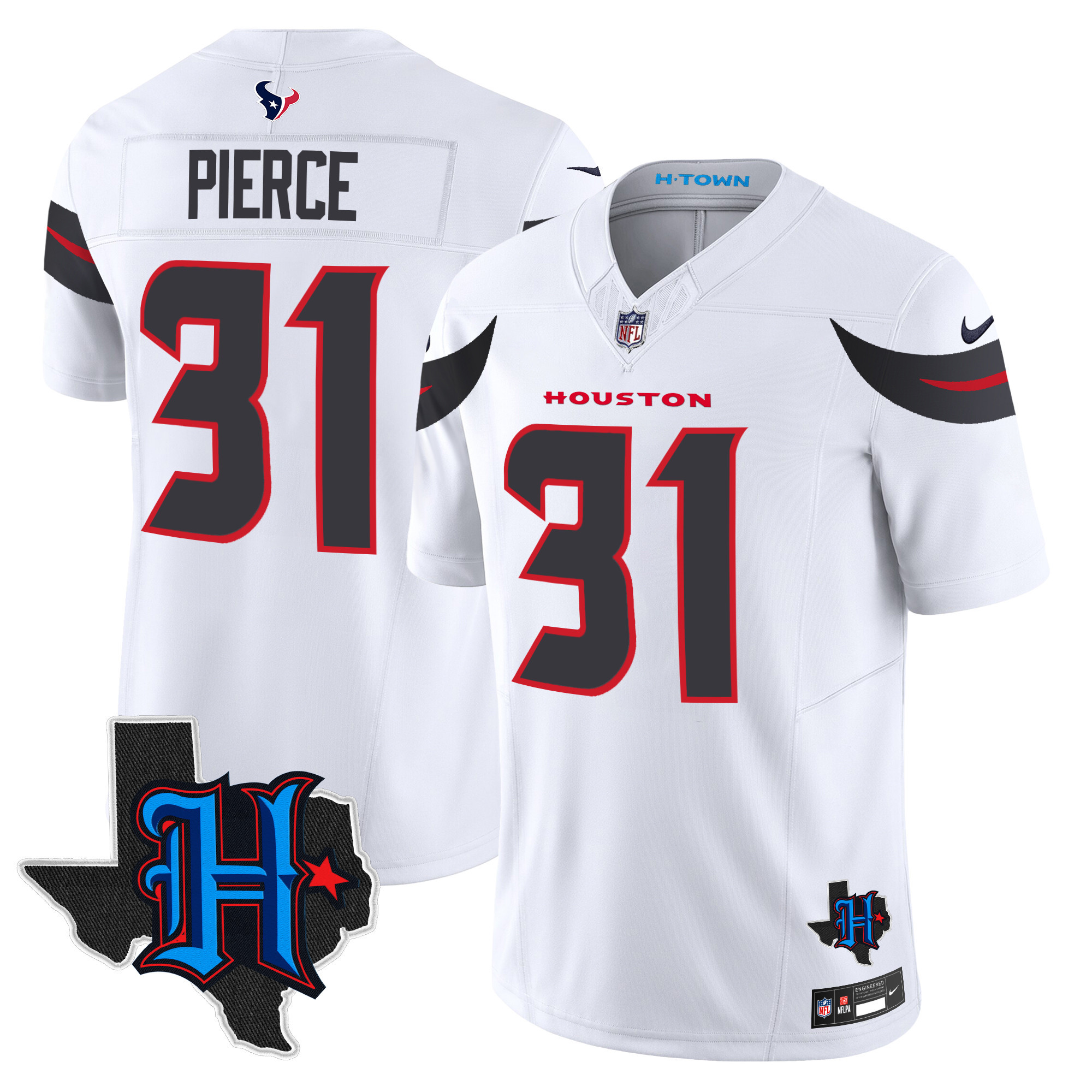 Dameon Pierce Men's Houston Texans 2024 Texas Patch Vapor Limited White Jersey - All Stitched 
