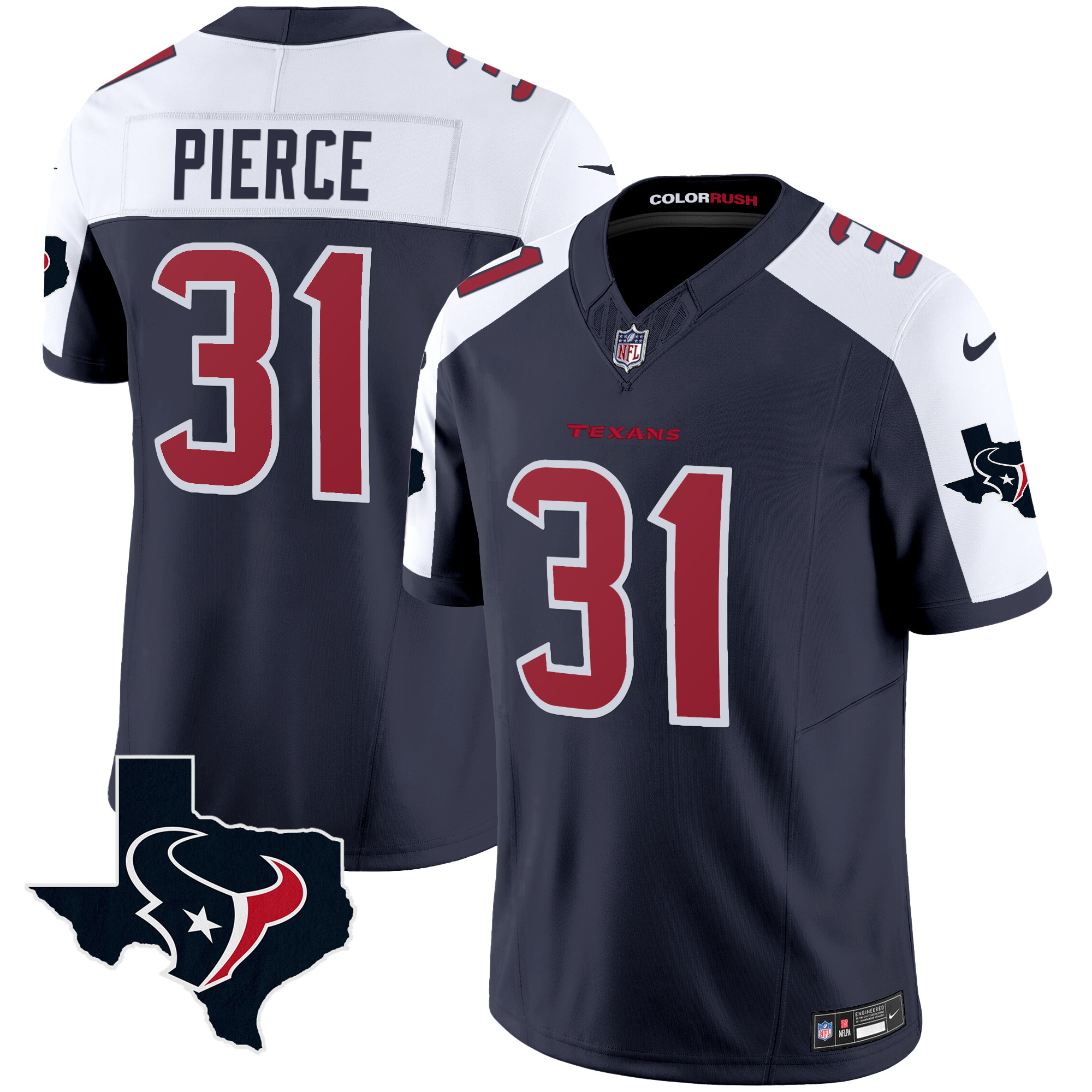 Dameon Pierce Men's Houston Texans Color Rush Legend Vapor Navy Alternate Jersey - All Stitched 