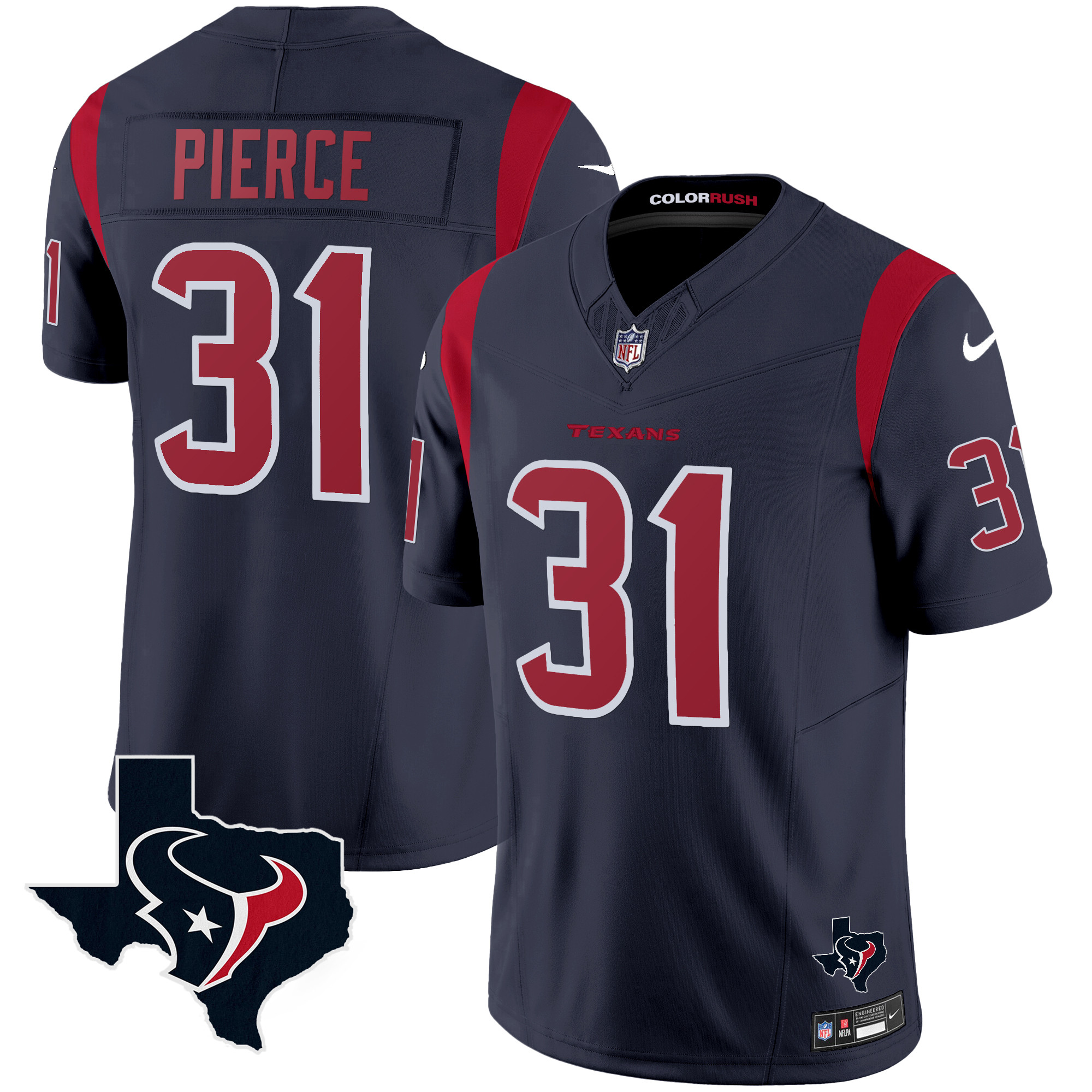 Dameon Pierce Men's Houston Texans Color Rush Legend Vapor Navy Jersey - All Stitched 