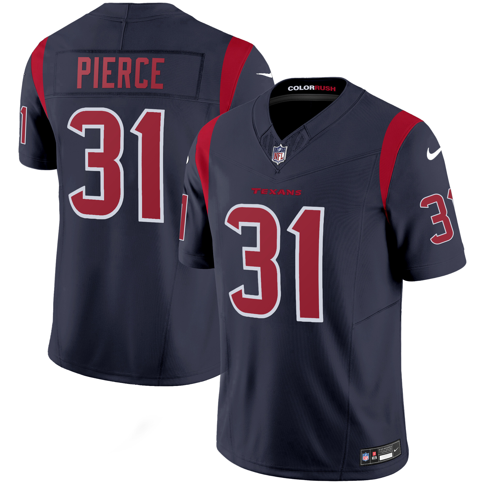 Dameon Pierce Men's Houston Texans Color Rush Legend Vapor Navy Jersey - All Stitched 