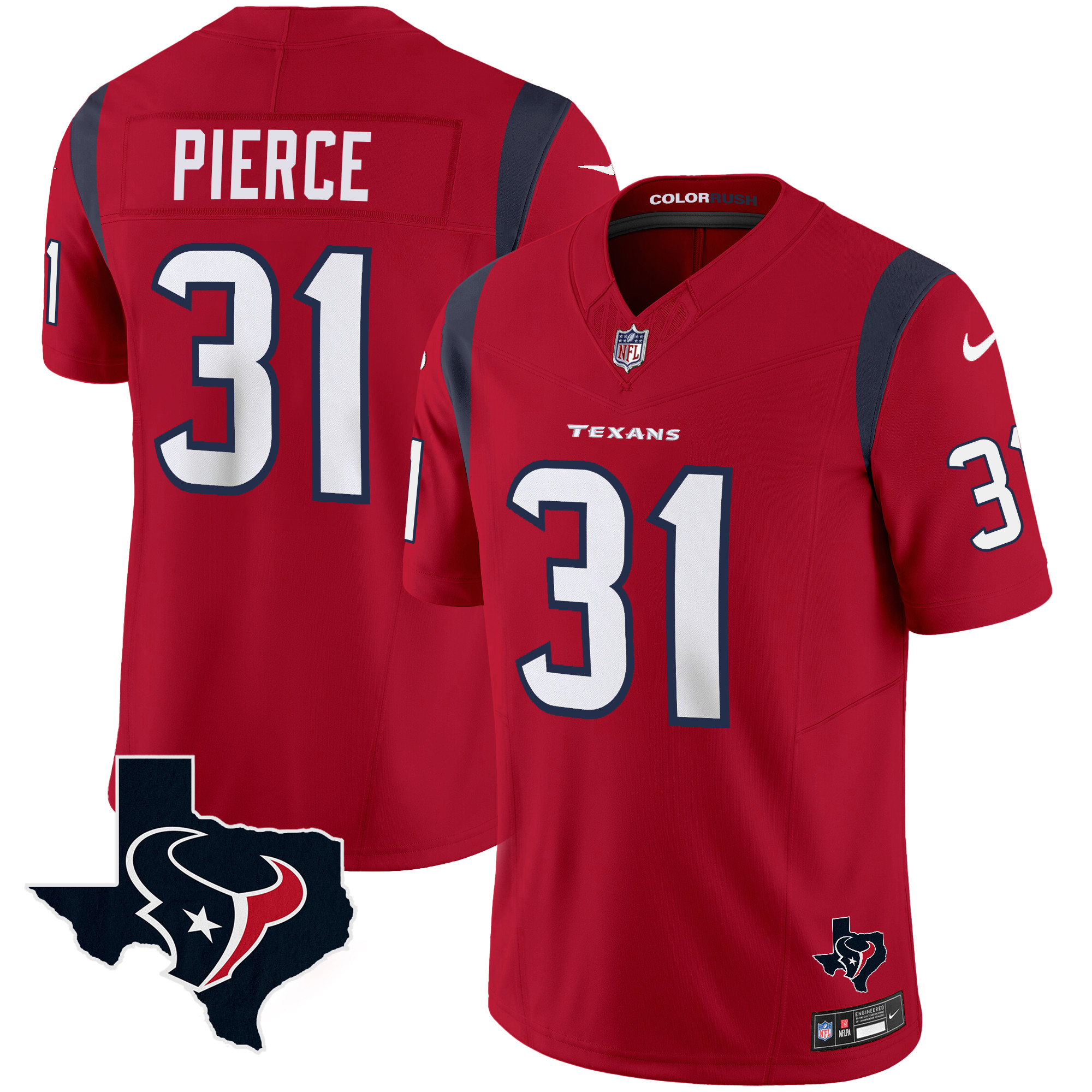 Dameon Pierce Men's Houston Texans Color Rush Legend Vapor Red Jersey - All Stitched 