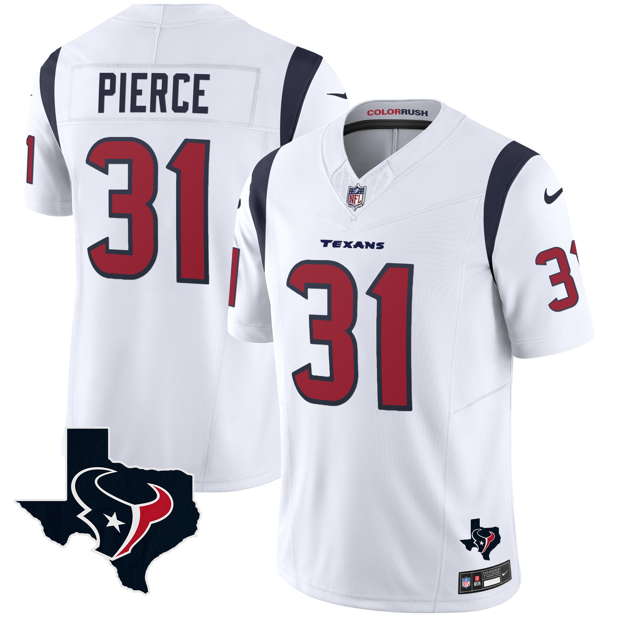 Dameon Pierce Men's Houston Texans Color Rush Legend Vapor White Jersey - All Stitched 