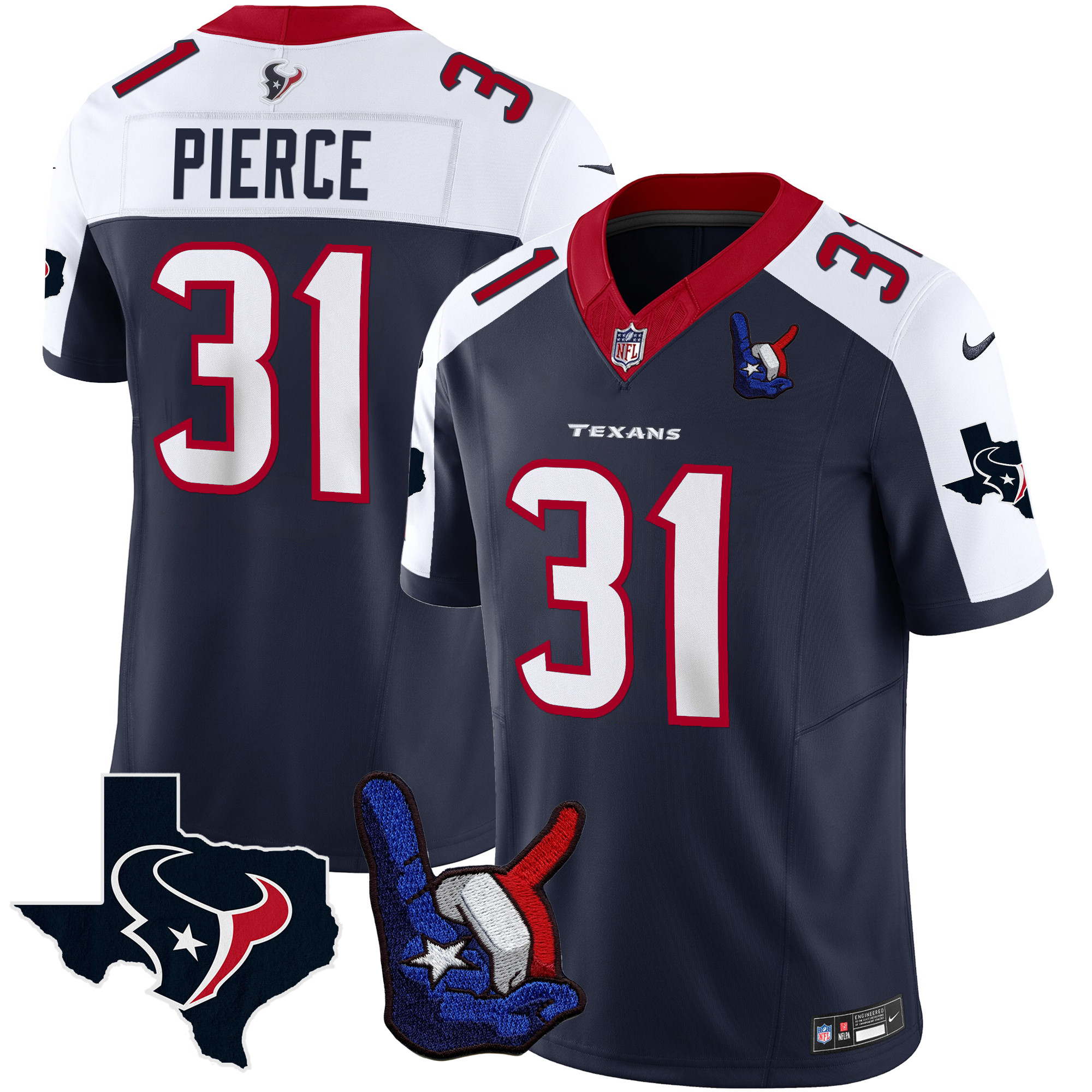 Dameon Pierce Men's Houston Texans Hand Sign Throwing Up The H Vapor Alternate Jersey - All Stitched 