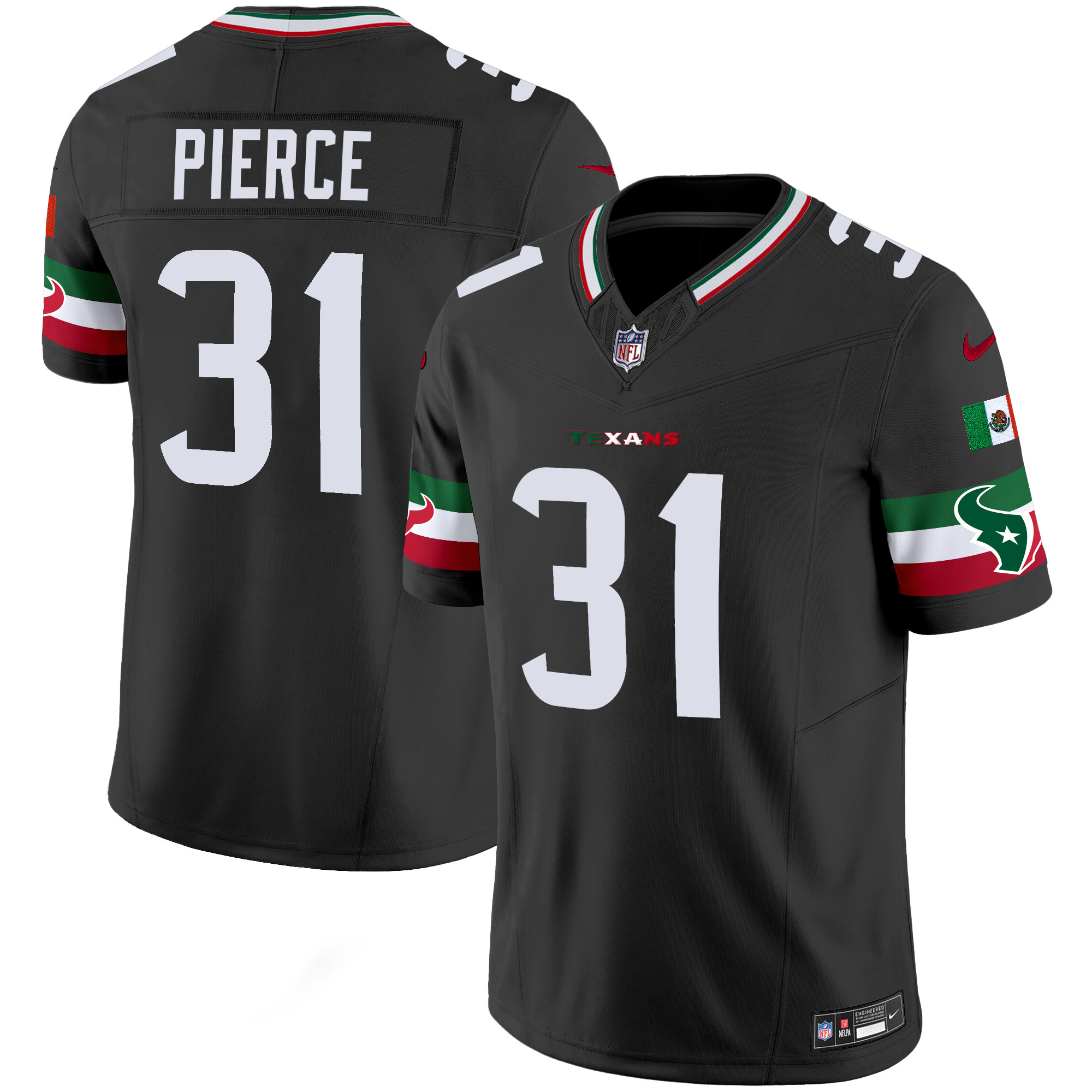 Dameon Pierce Men's Houston Texans Mexico Vapor Limited Black Jersey - All Stitched 