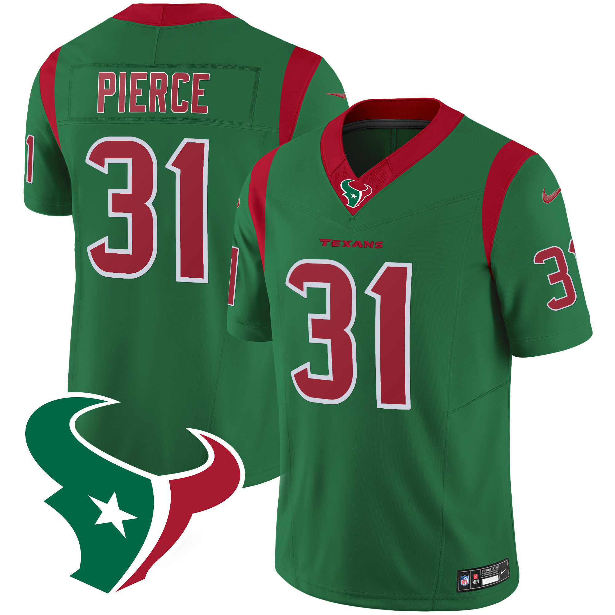 Dameon Pierce Men's Houston Texans Mexico Vapor Limited Green Jersey - All Stitched 