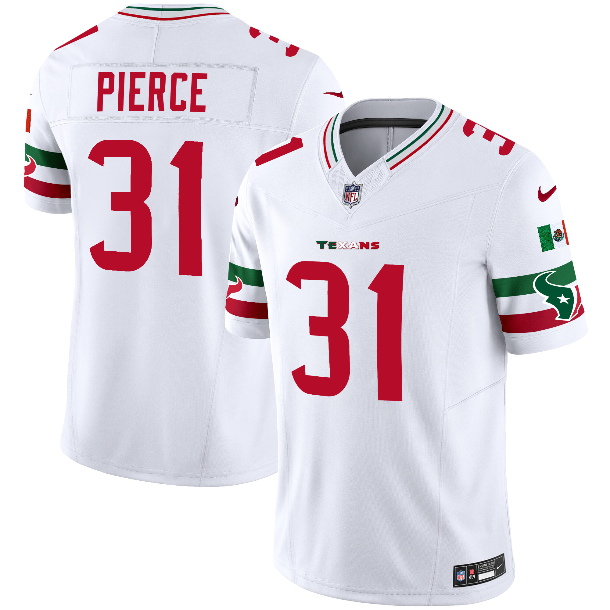 Dameon Pierce Men's Houston Texans Mexico Vapor Limited White Jersey - All Stitched 