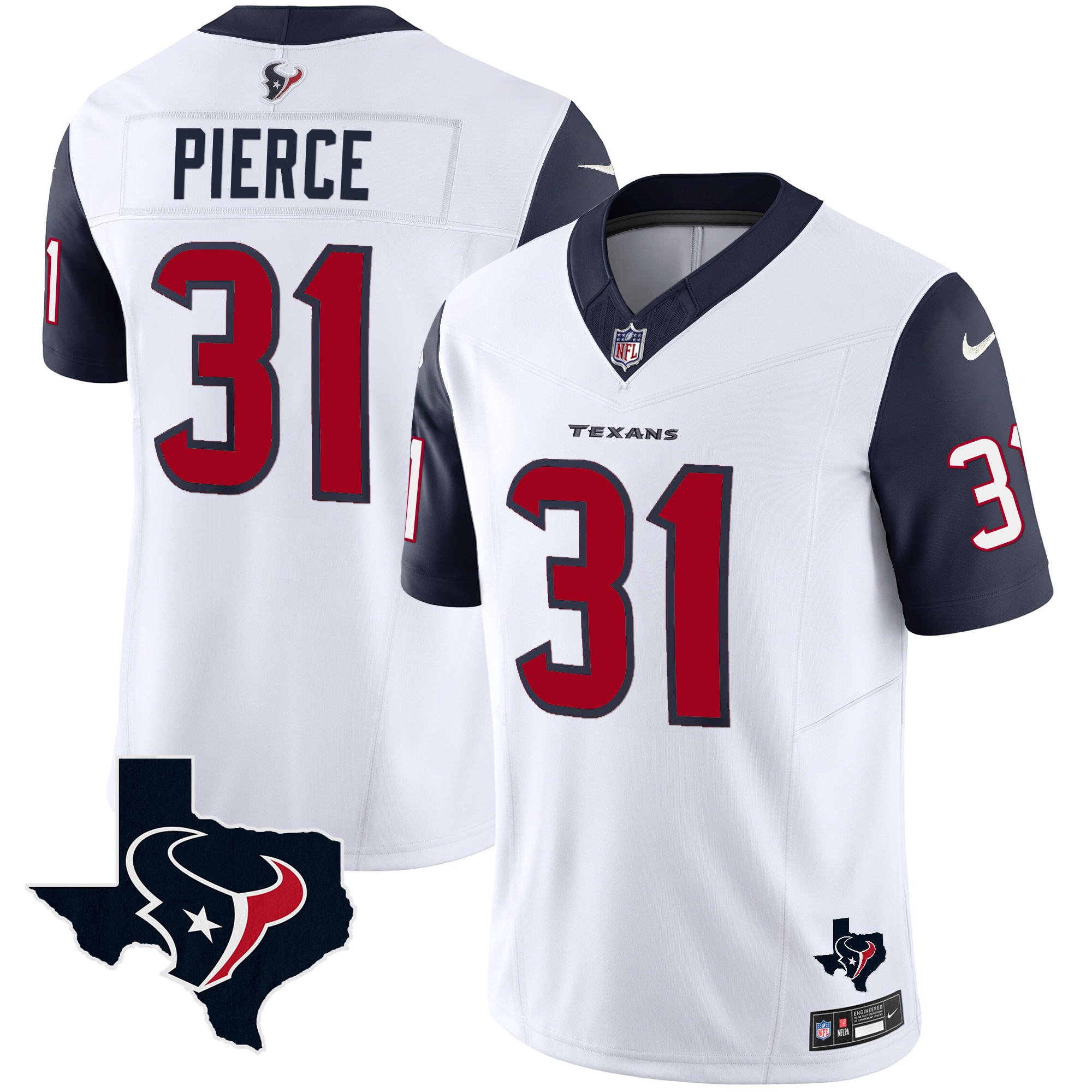Dameon Pierce Men's Houston Texans Vapor Limited Navy Sleeves Jersey - All Stitched 