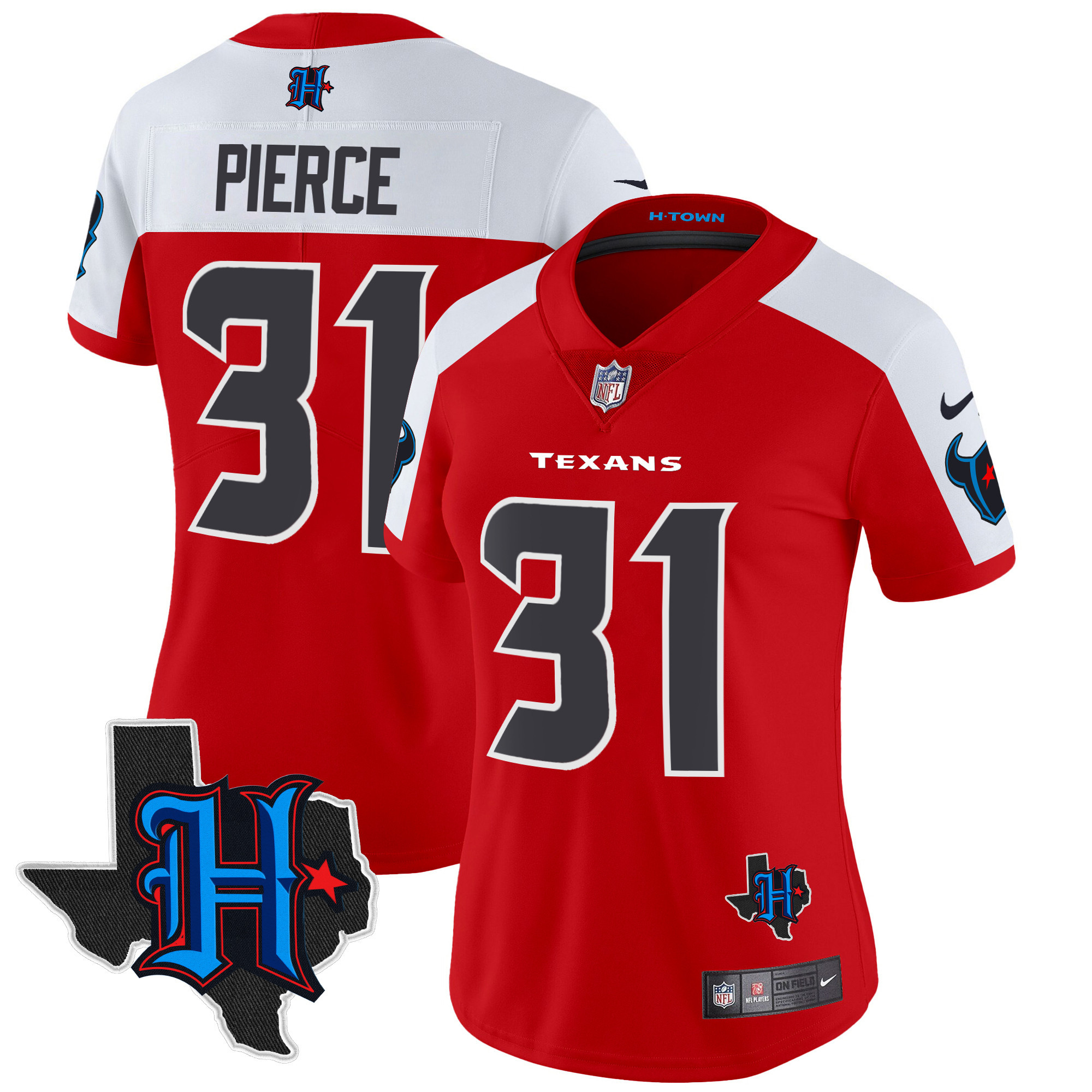 Dameon Pierce Women's Houston Texans 2024 Texas Patch Vapor Limited Red Alternate Jersey - All Stitched 