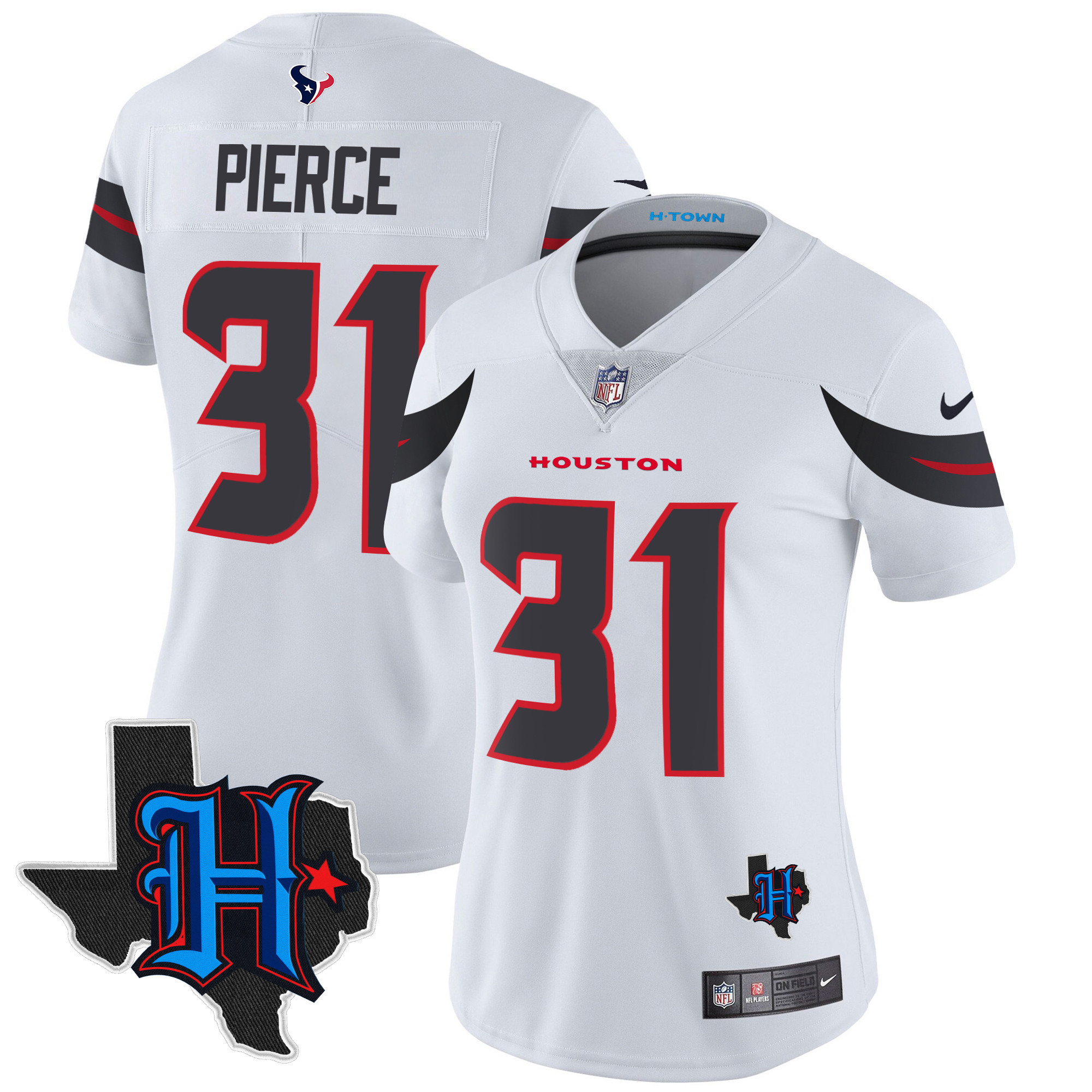 Dameon Pierce Women's Houston Texans 2024 Texas Patch Vapor Limited White Jersey - All Stitched 